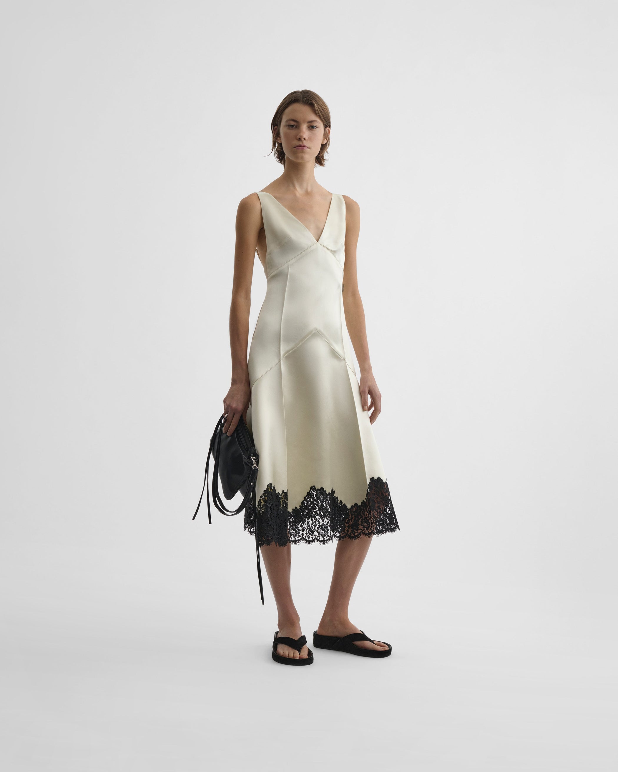 View of slicked slip in vanilla viscose