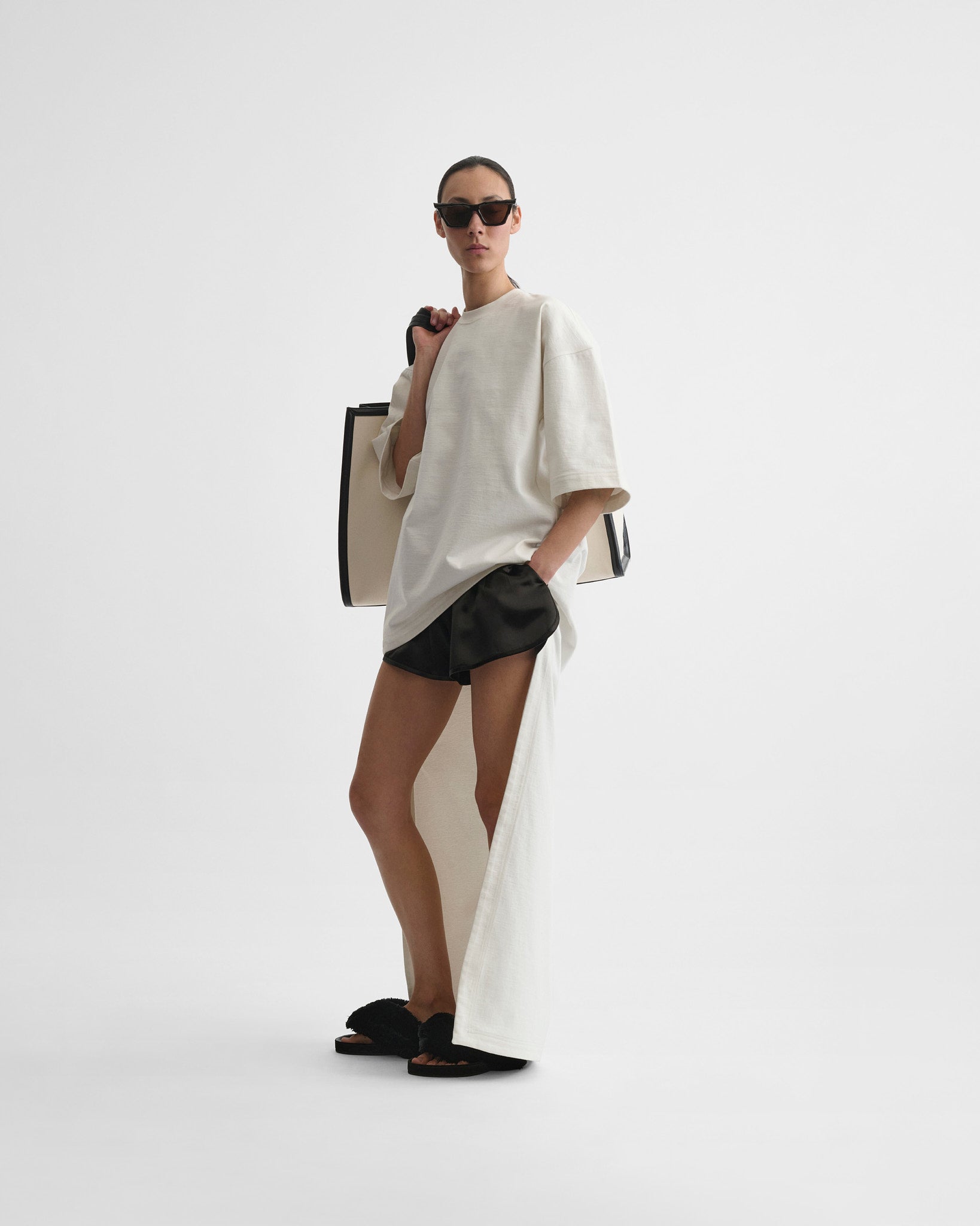 PHOEBE PHILO | T-SHIRT TRAIN TOP | WHITE JERSEY