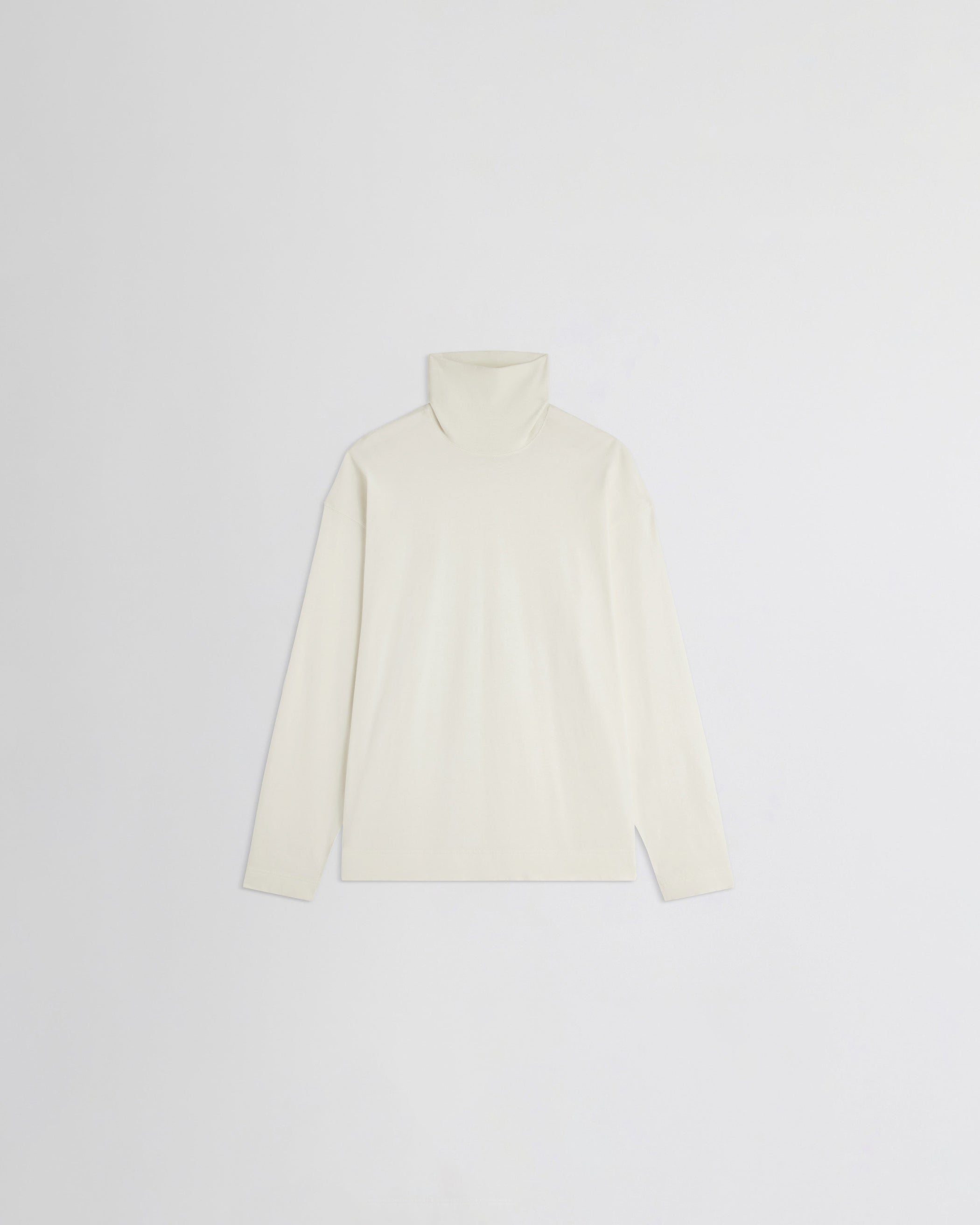 Flat front view of RELAXED LONG SLEEVE JERSEY in cream cotton jersey