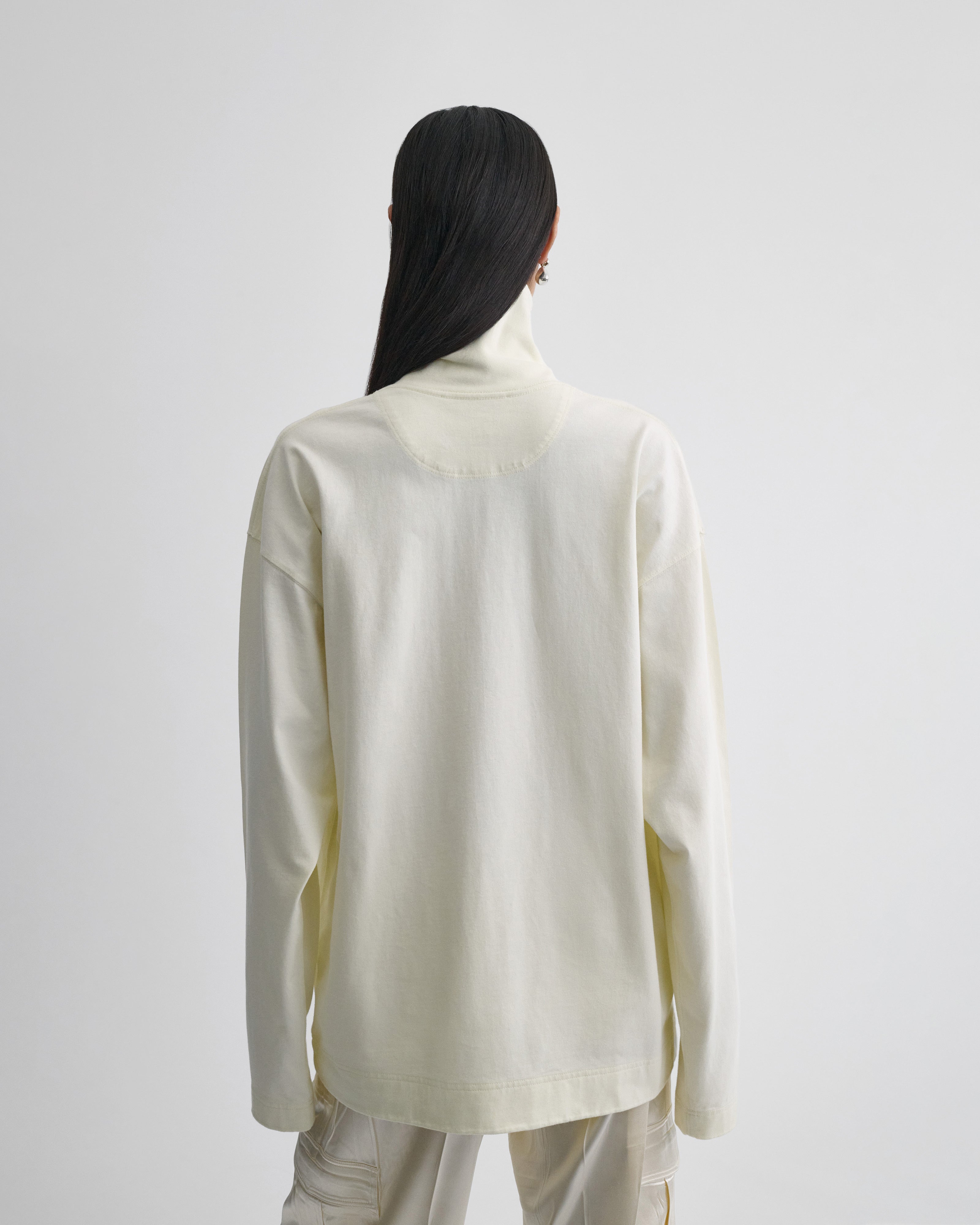 PHOEBE PHILO | RELAXED LONG SLEEVE JERSEY | cream cotton jersey