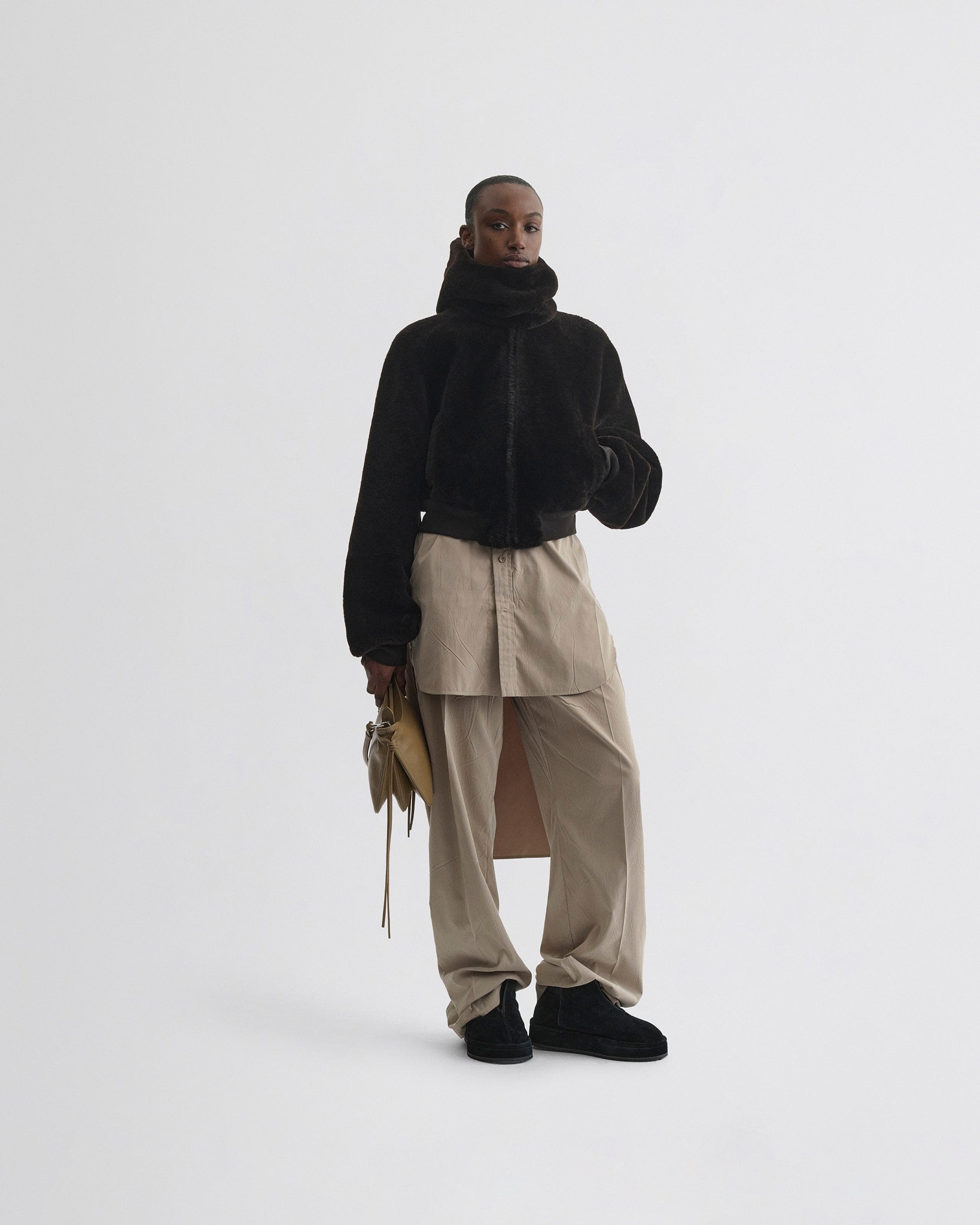 PHOEBE PHILO | SUPER SOFT BOMBER JACKET | DEEP BROWN SHEARLING