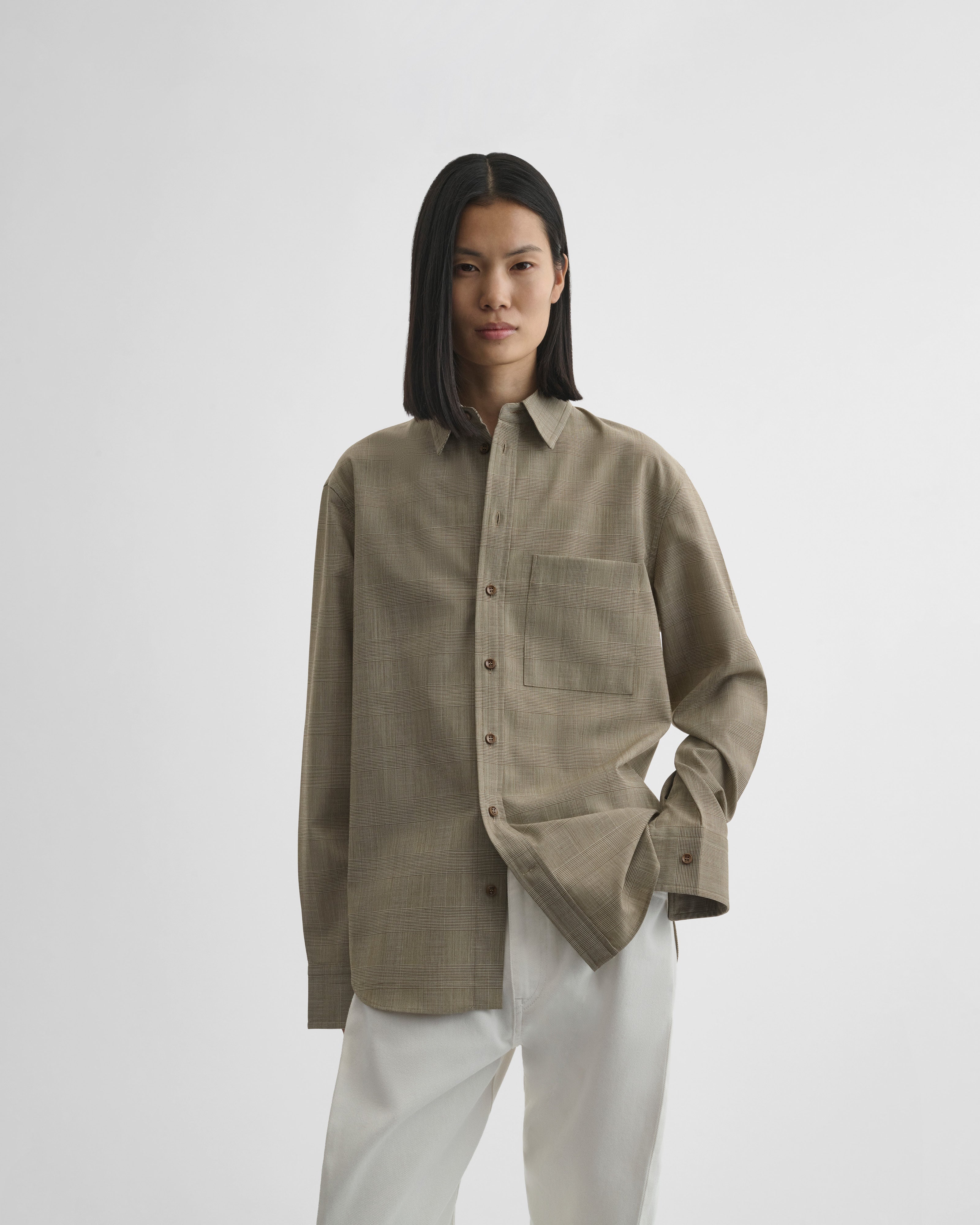 PHOEBE PHILO | CLASSIC SHIRT | BROWN-BEIGE WOOL