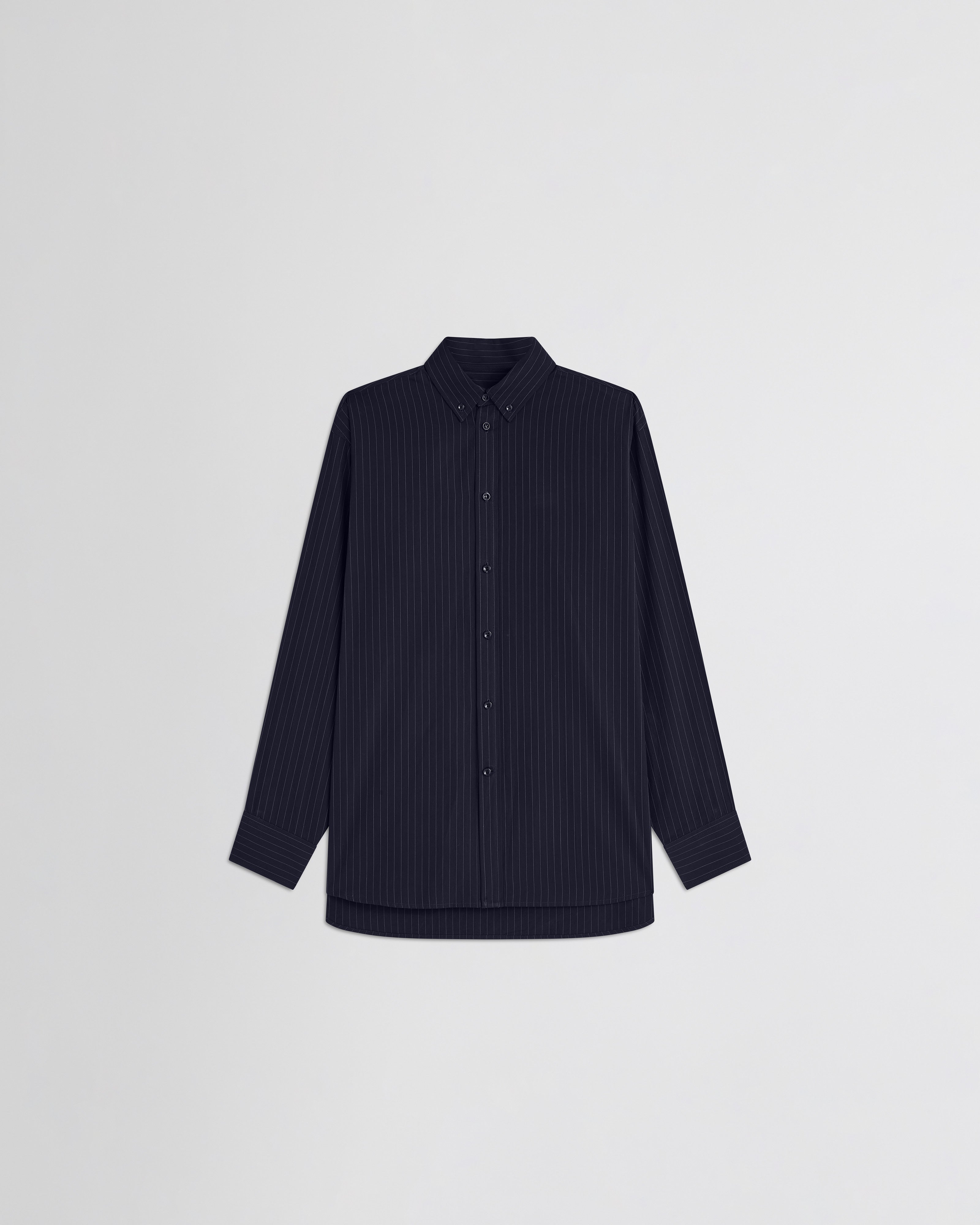 egonlab Phoebe Shirt Collar 46 ベルト付き PHOEBE PHILO | BUTTON COLLAR SHIRT | MIDNIGHT PINSTRIPE COTTON