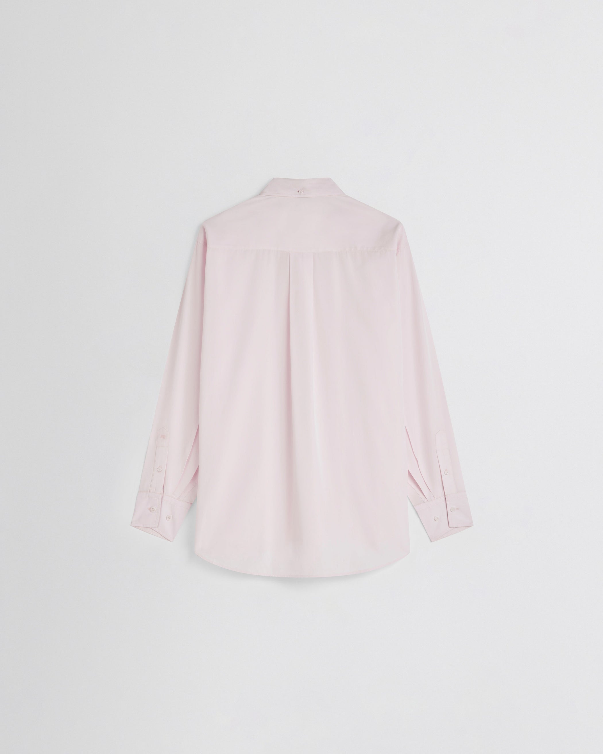 Flat back view of BUTTON COLLAR SHIRT in pale pink cotton