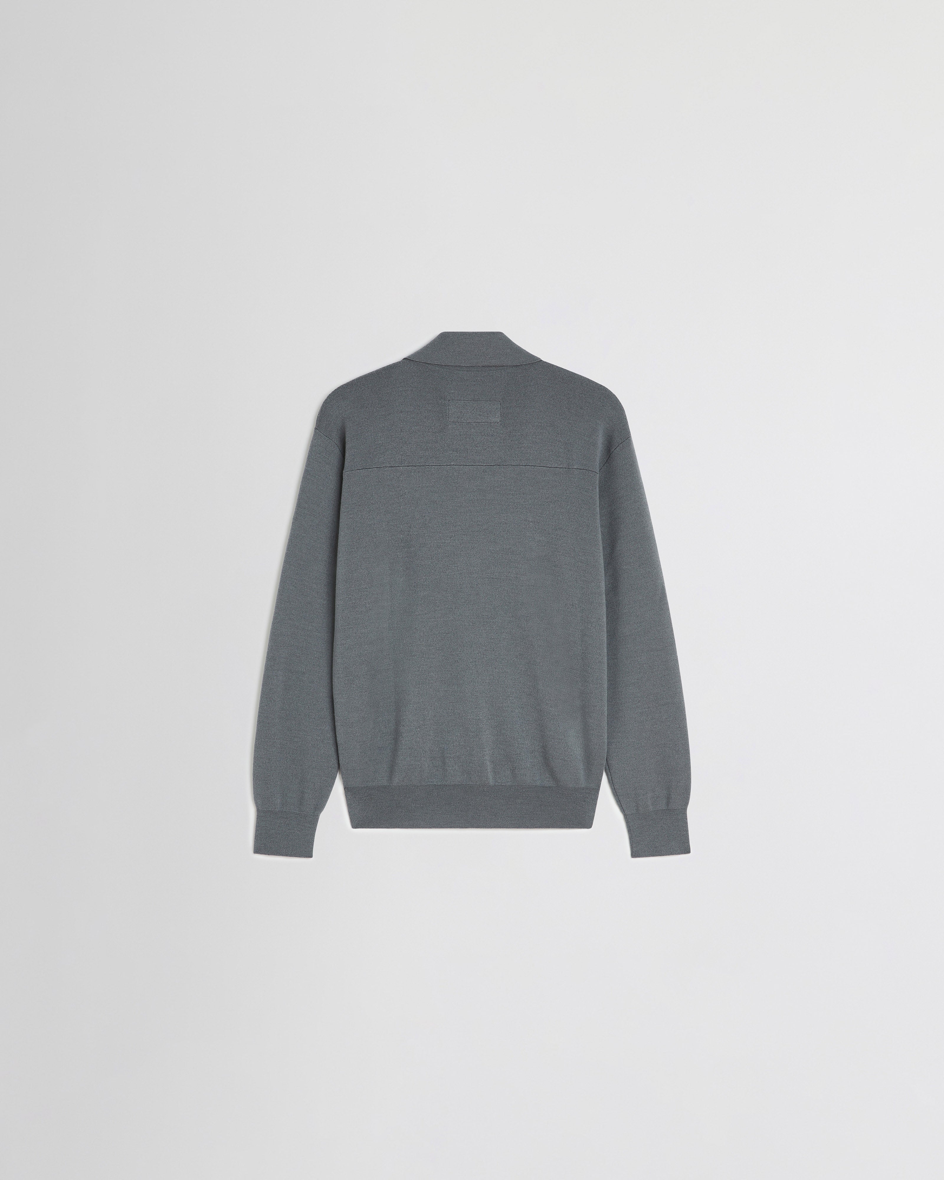 PHOEBE PHILO | ZIP POLO | grey blue wool