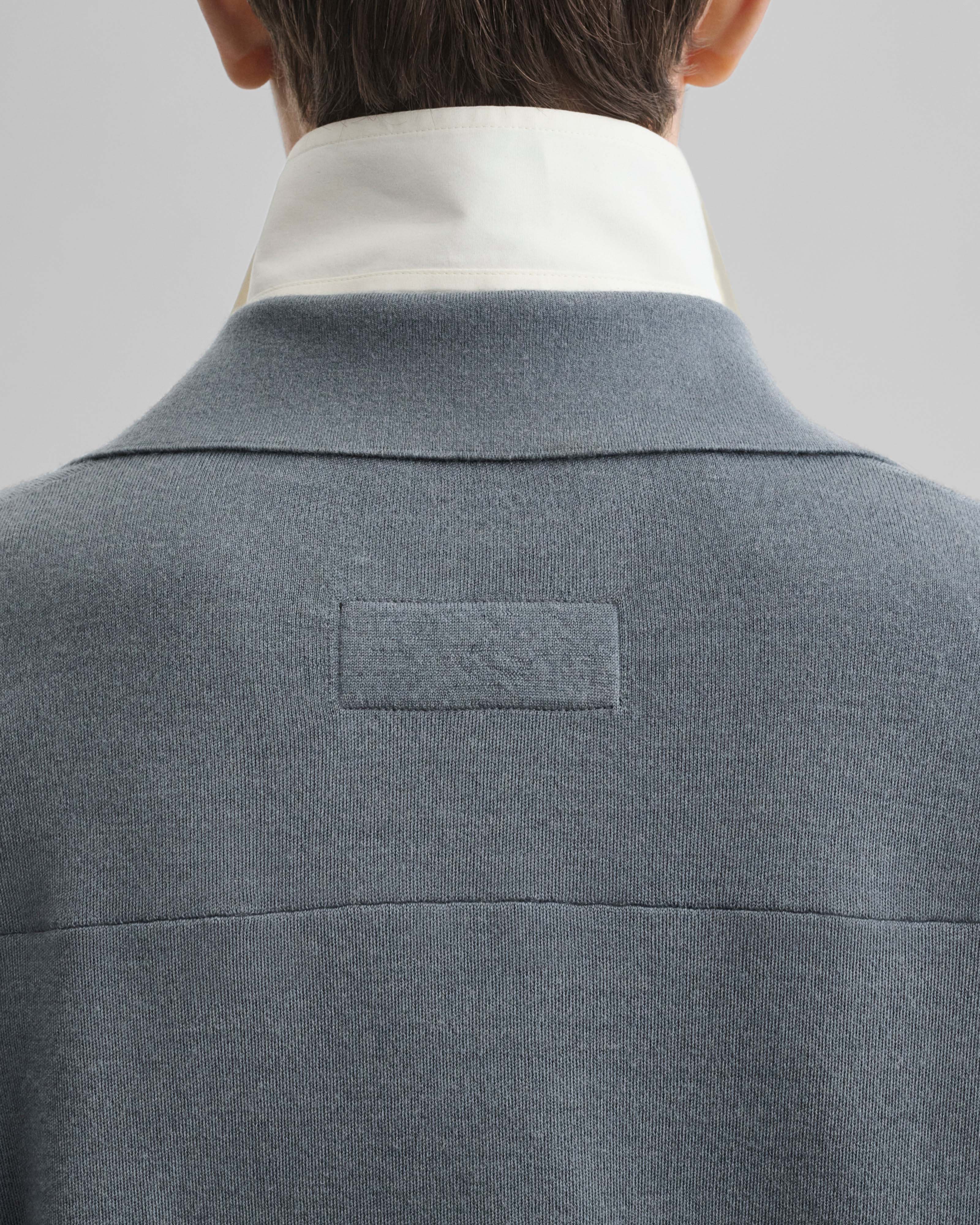 PHOEBE PHILO | ZIP POLO | grey blue wool