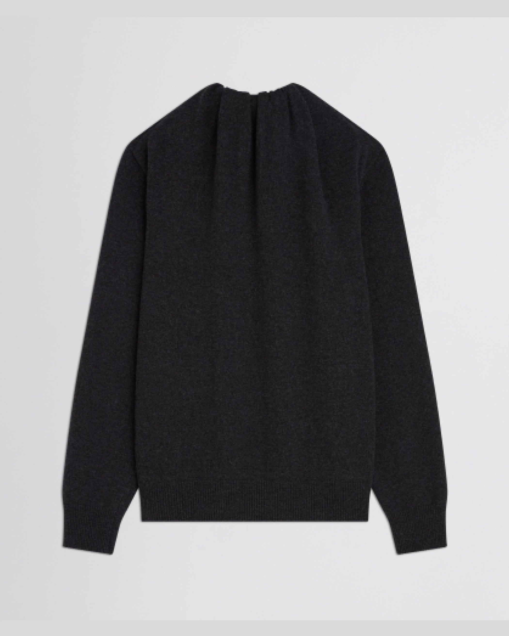 Flat back view of SOFT RIDGE JUMPER in grey melange wool