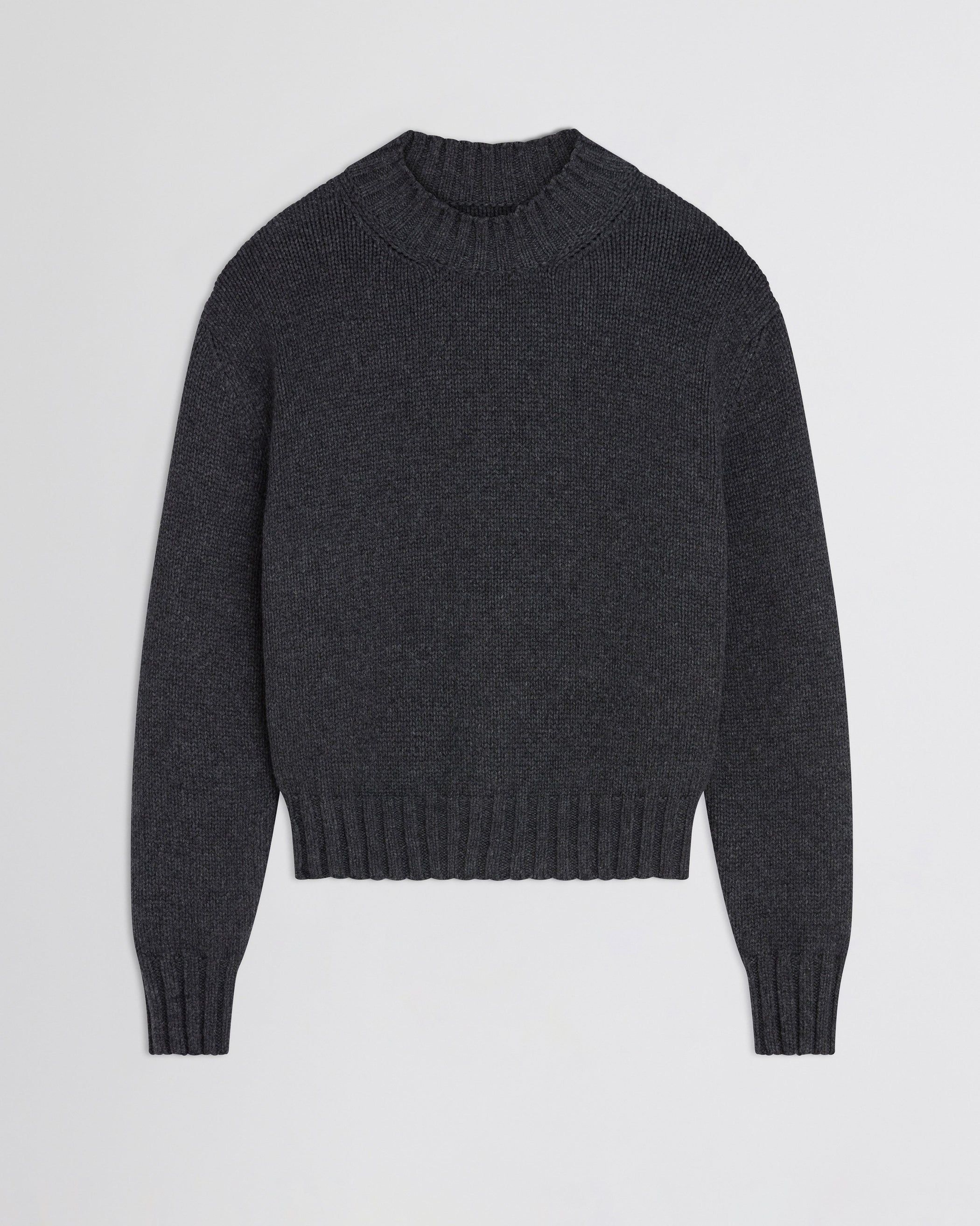 Flat front view of Crewneck Jumper in grey cashmere