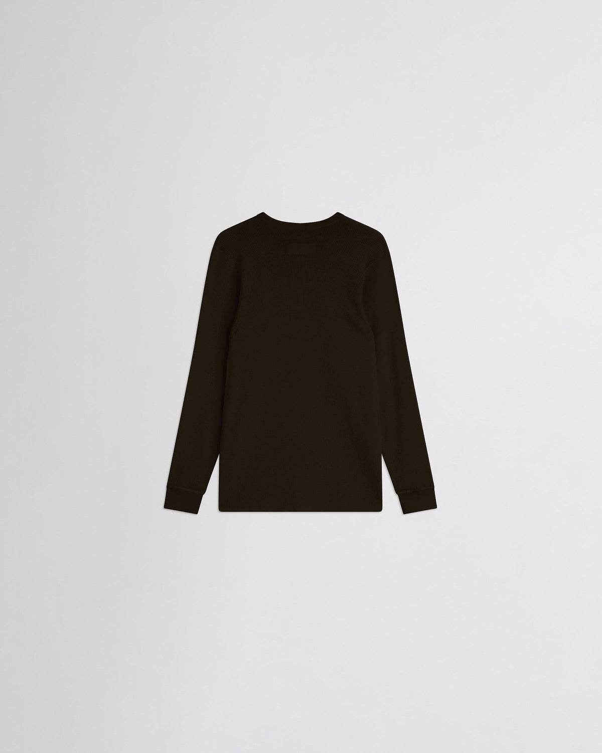 Back view of RIBBED LONG SLEEVE CREWNECK in dark khaki wool