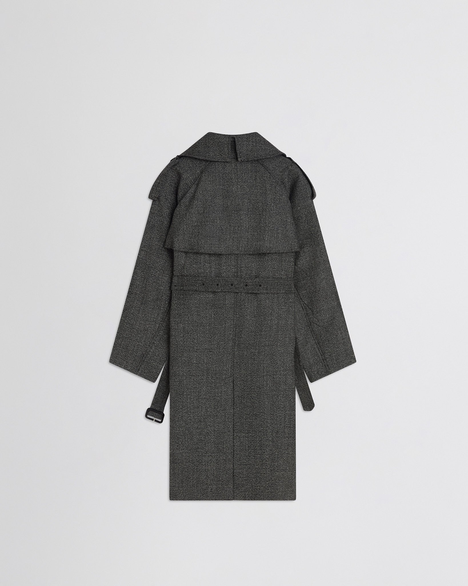 PHOEBE PHILO | PADDED TRENCH COAT | SALT AND PEPPER WOOL