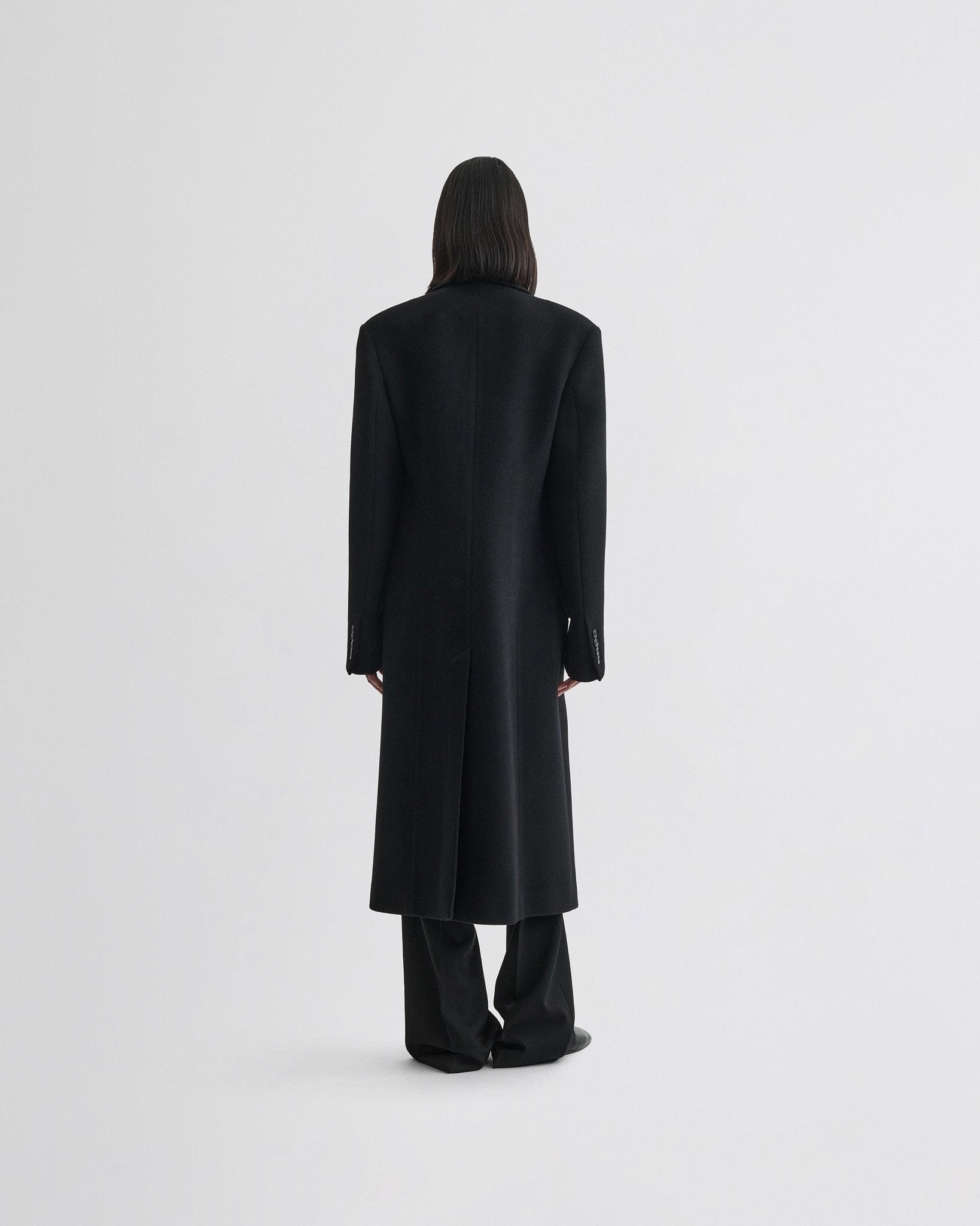【PHOEBE ENGLISH】背面プリーツ Hooded Coat black PHOEBE PHILO | CLASSIC COAT | BLACK CASHMERE