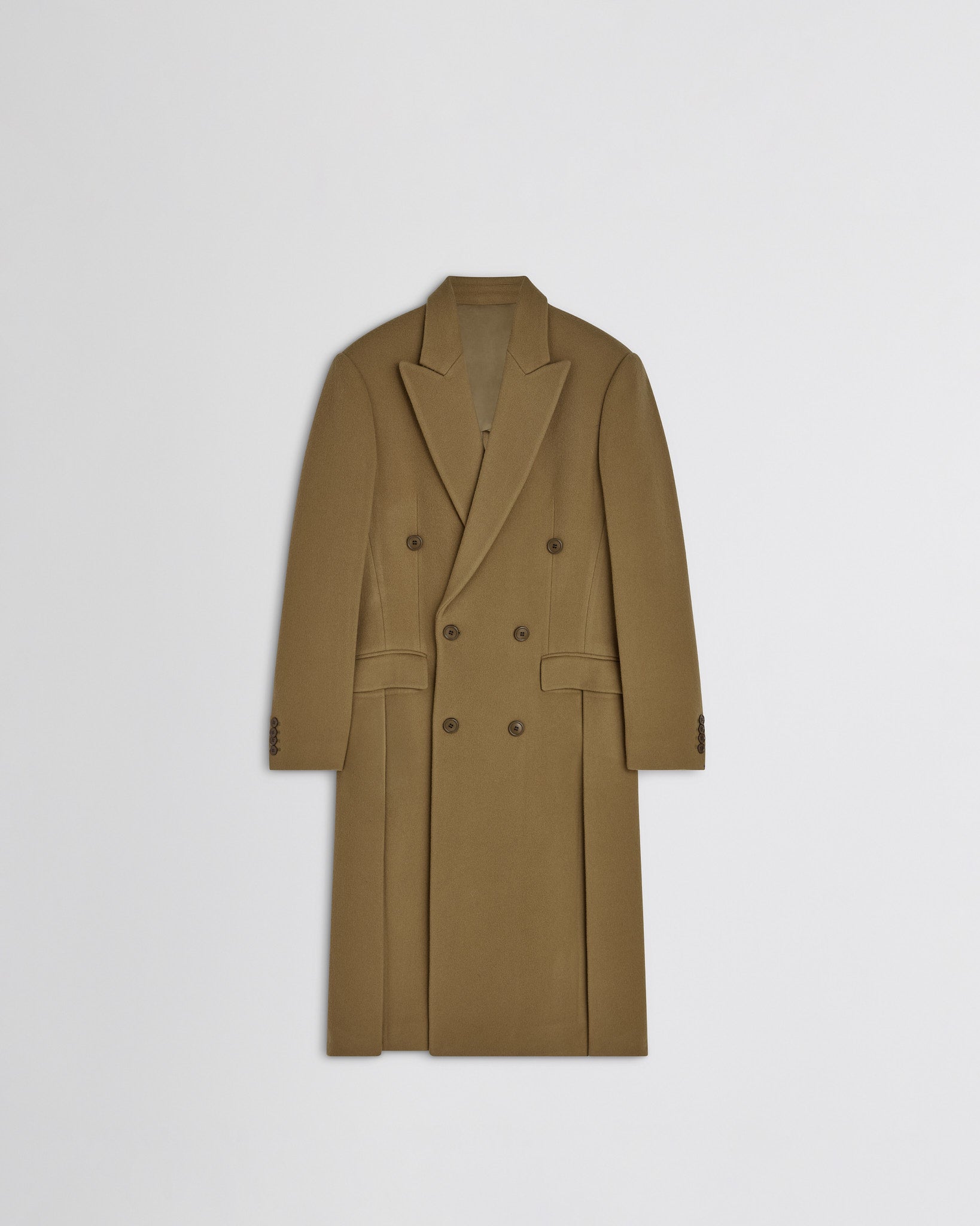 tobacco overcoat Slim Fit Cachet Notch Lapel Wool Blend The double PHOEBE PHILO | MAN'S COAT