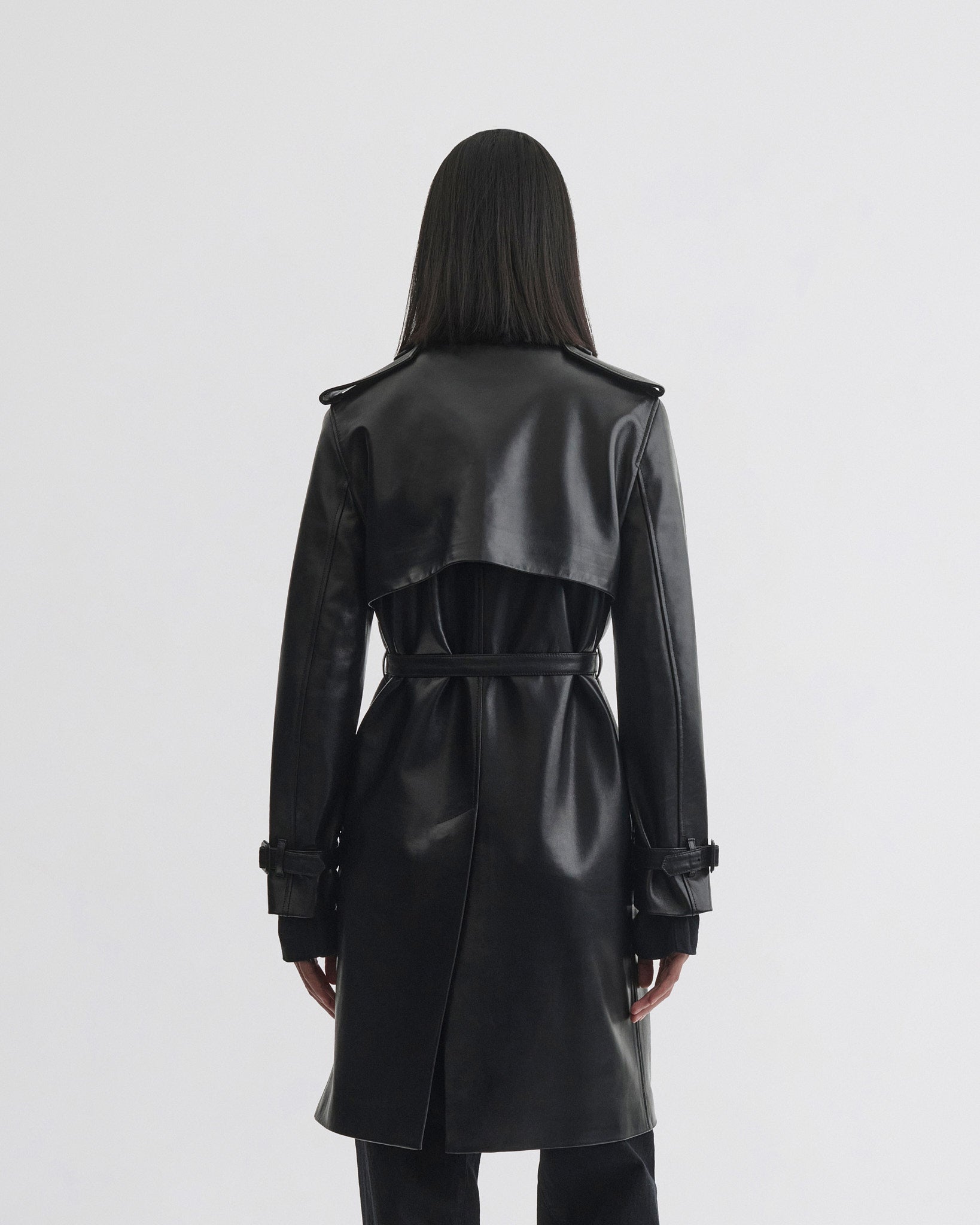 PHOEBE PHILO | SHORT TRENCH | BLACK LEATHER