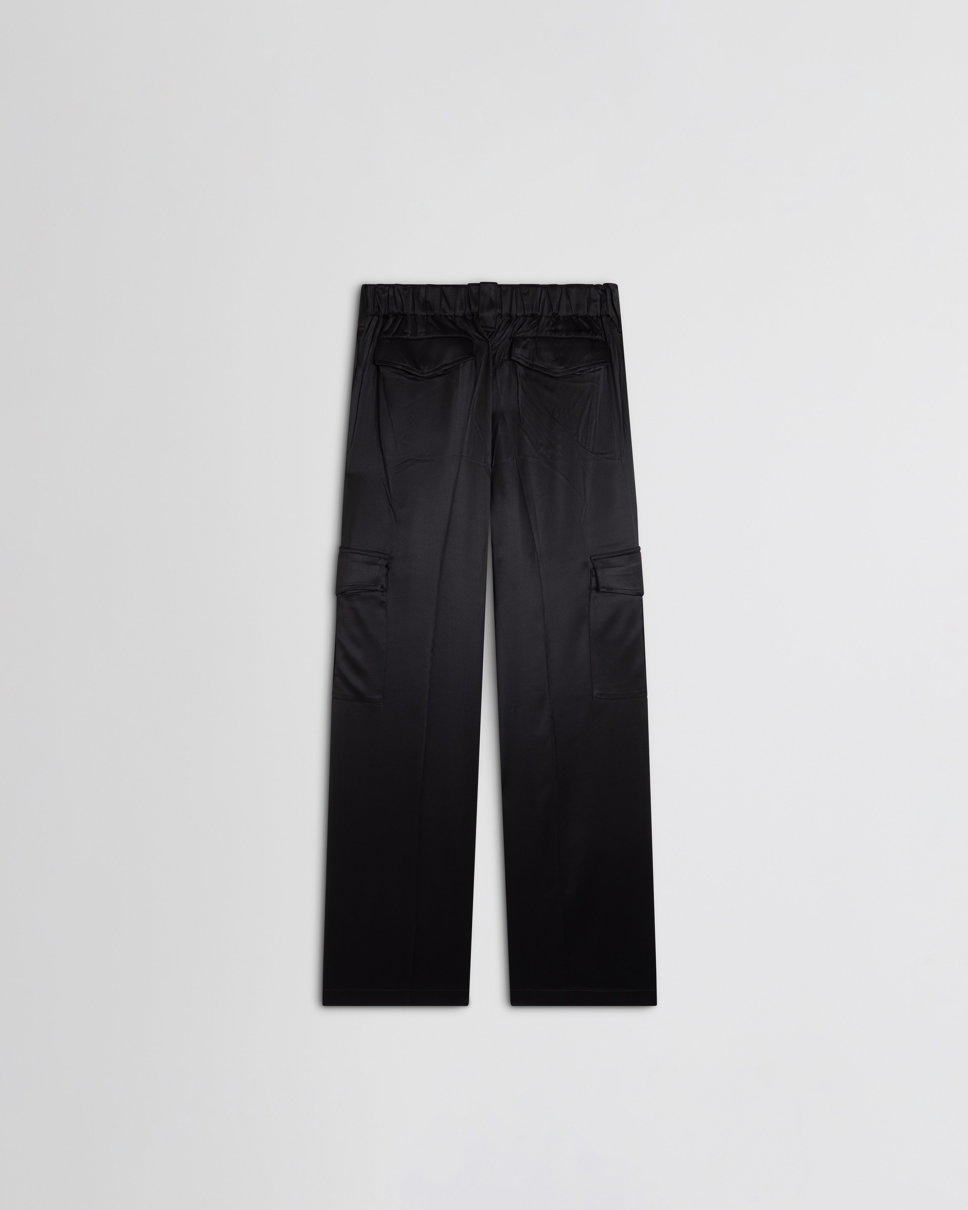 PHOEBE PHILO | LIQUID CARGO TROUSERS | BLACK SILK