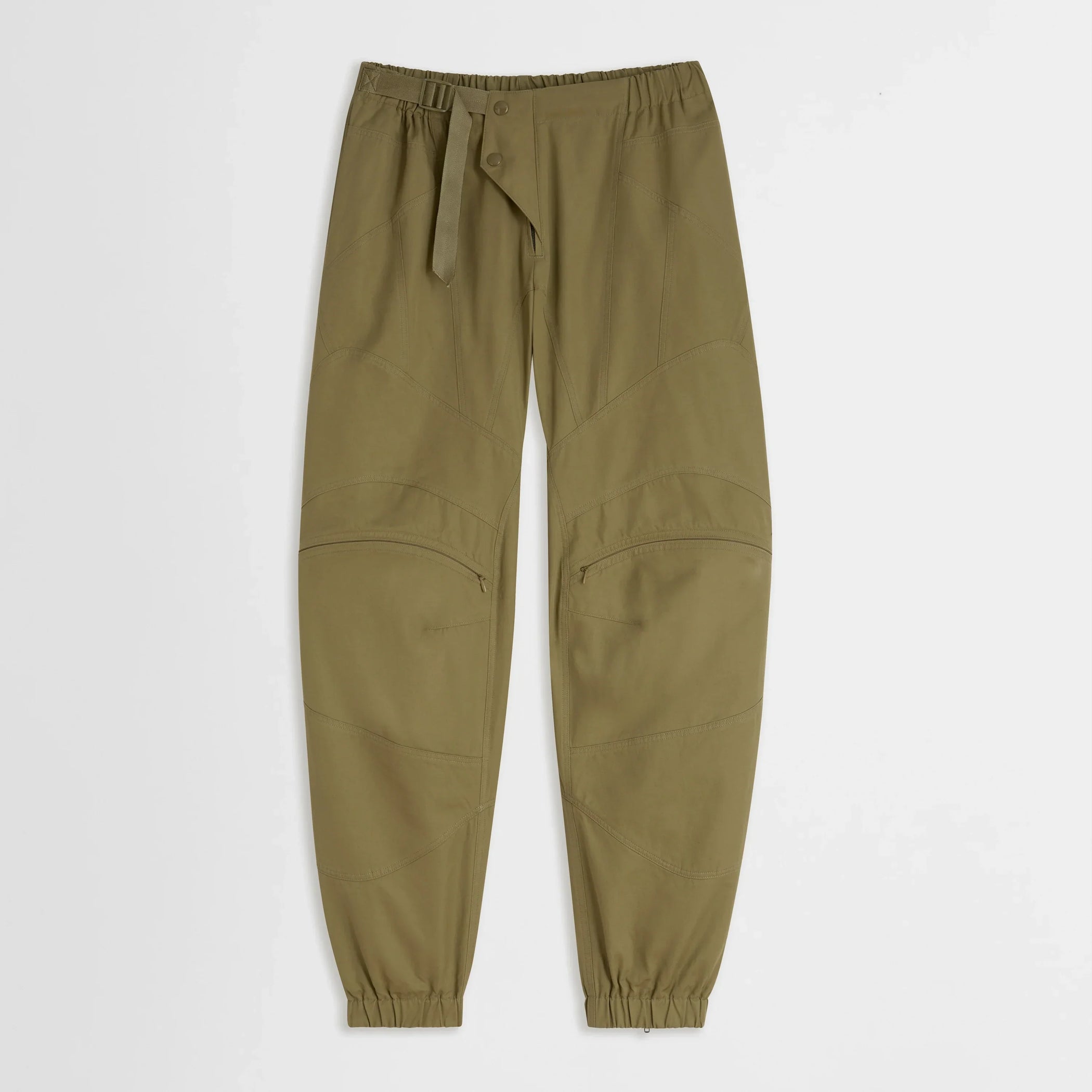 Flat lay front view of the BMX trousers in sage