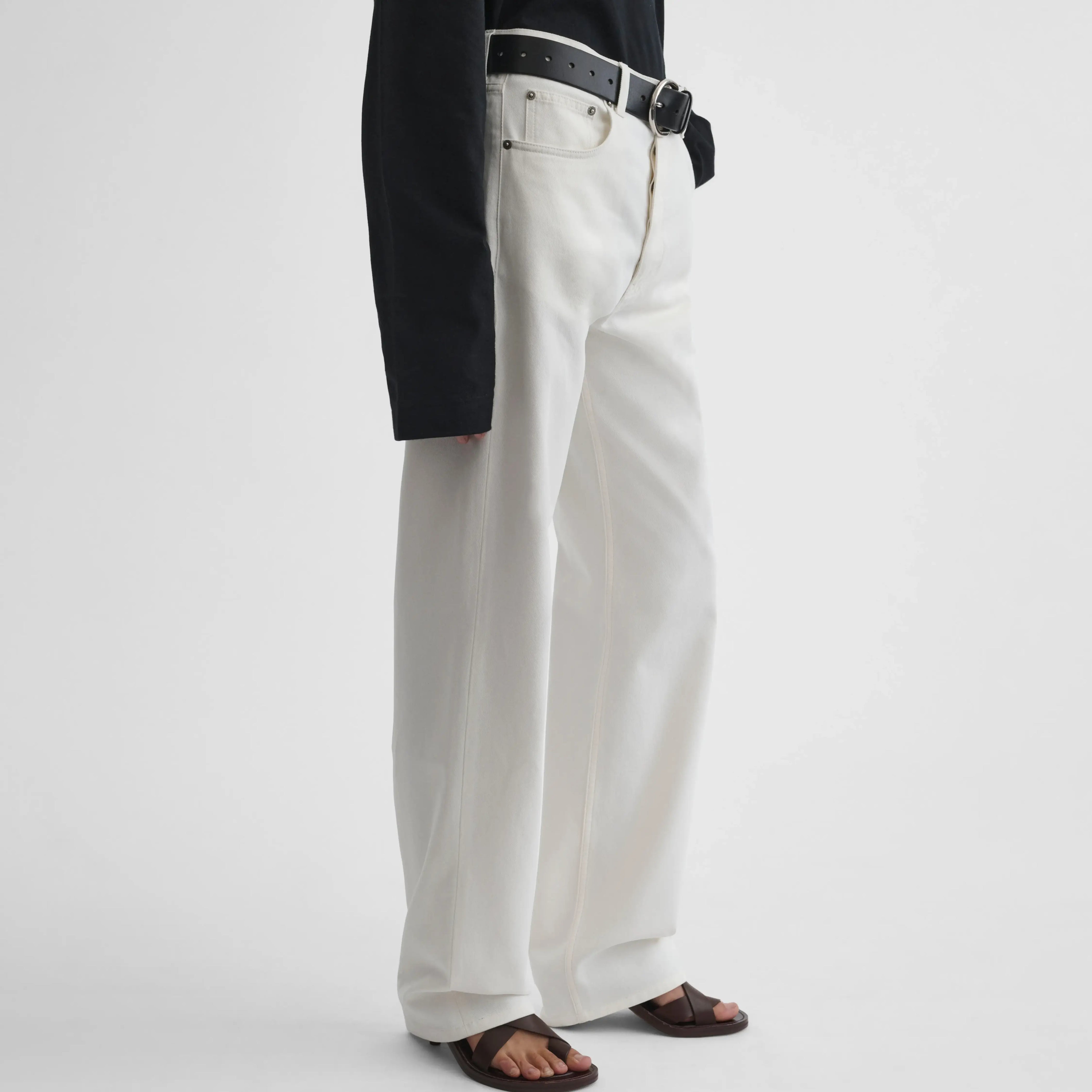 PHOEBE PHILO テクスチャード加工のクラシックジーンズ PHOEBE PHILO | CLASSIC JEANS | PLASTER WHITE COTTON