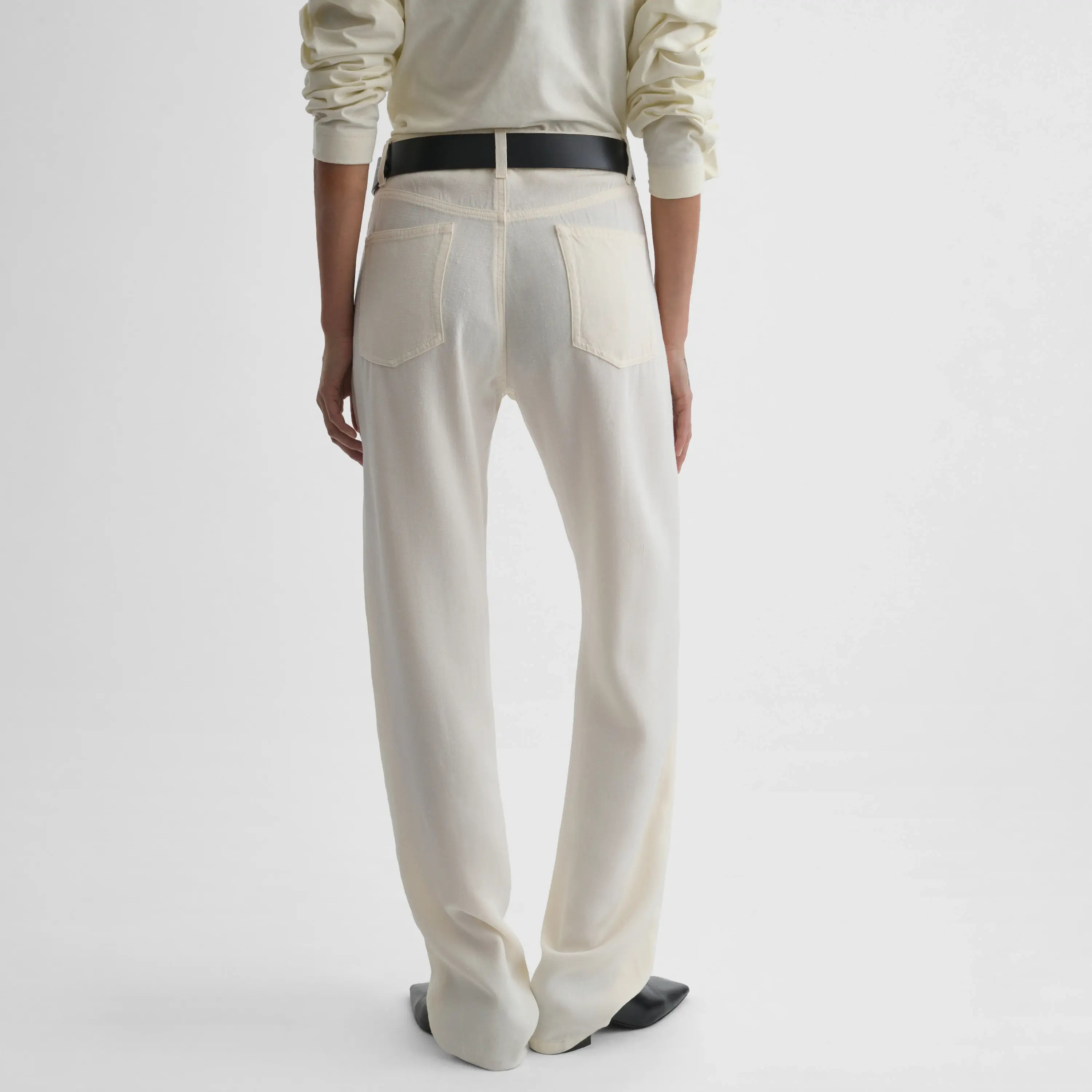 PHOEBE PHILOシルククラシックジーンズ (オフホワイト/グレー) PHOEBE PHILO | CLASSIC JEANS | OFF WHITE SILK VISCOSE