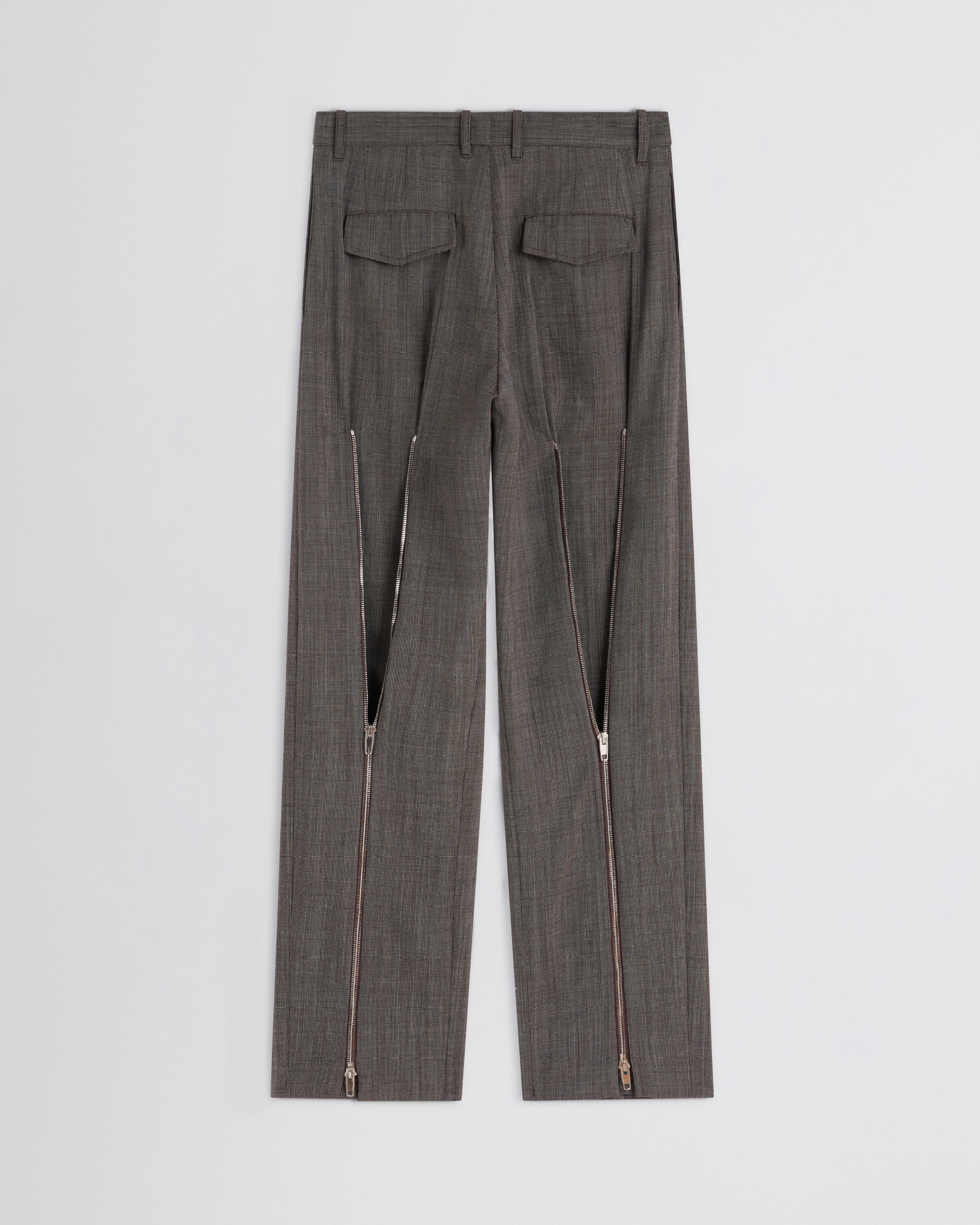 PHOEBE PHILO | SPLIT ZIP TROUSERS | WHITE DARK BROWN WOOL