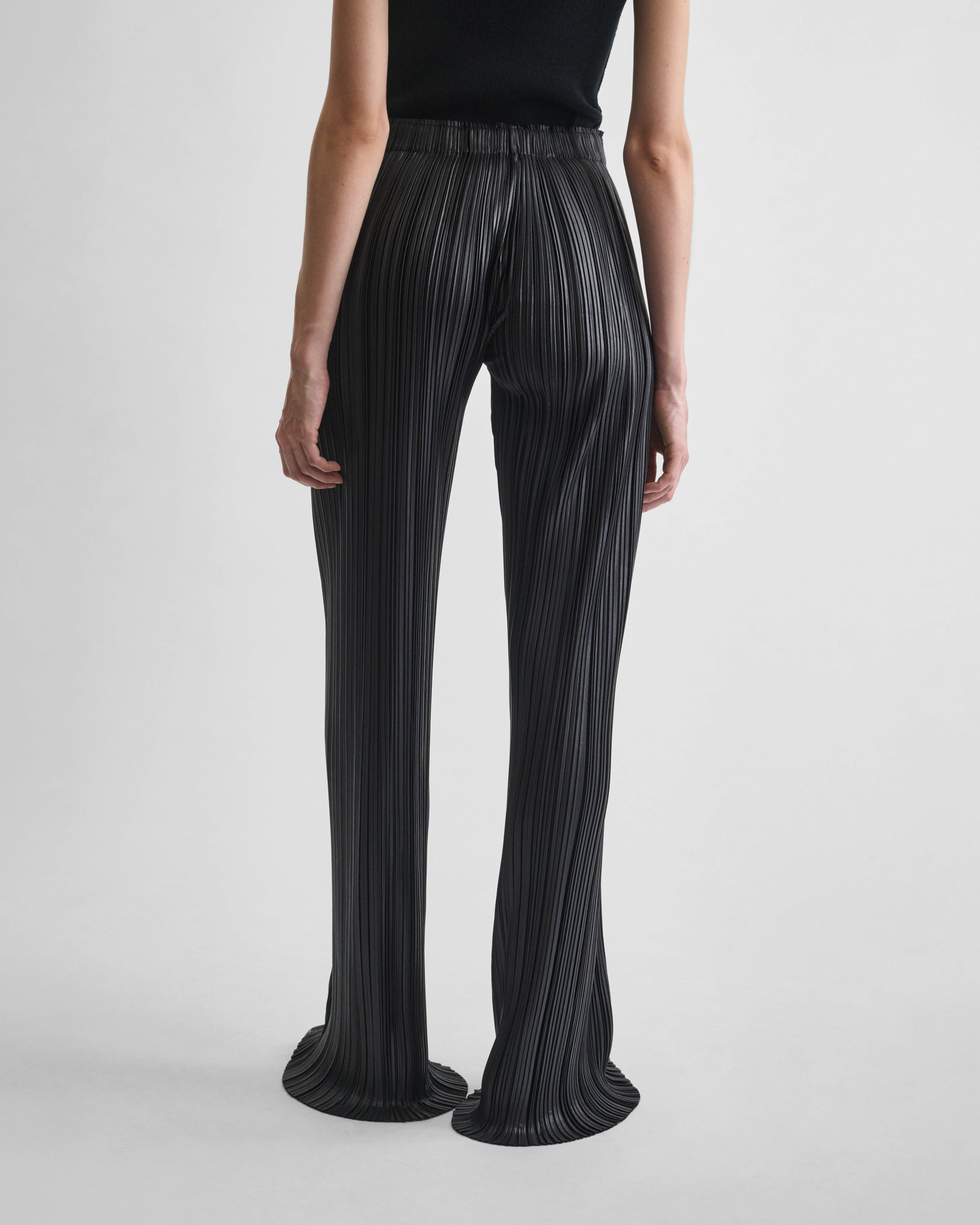 View of RAZOR PLEAT TROUSERS in black polyester