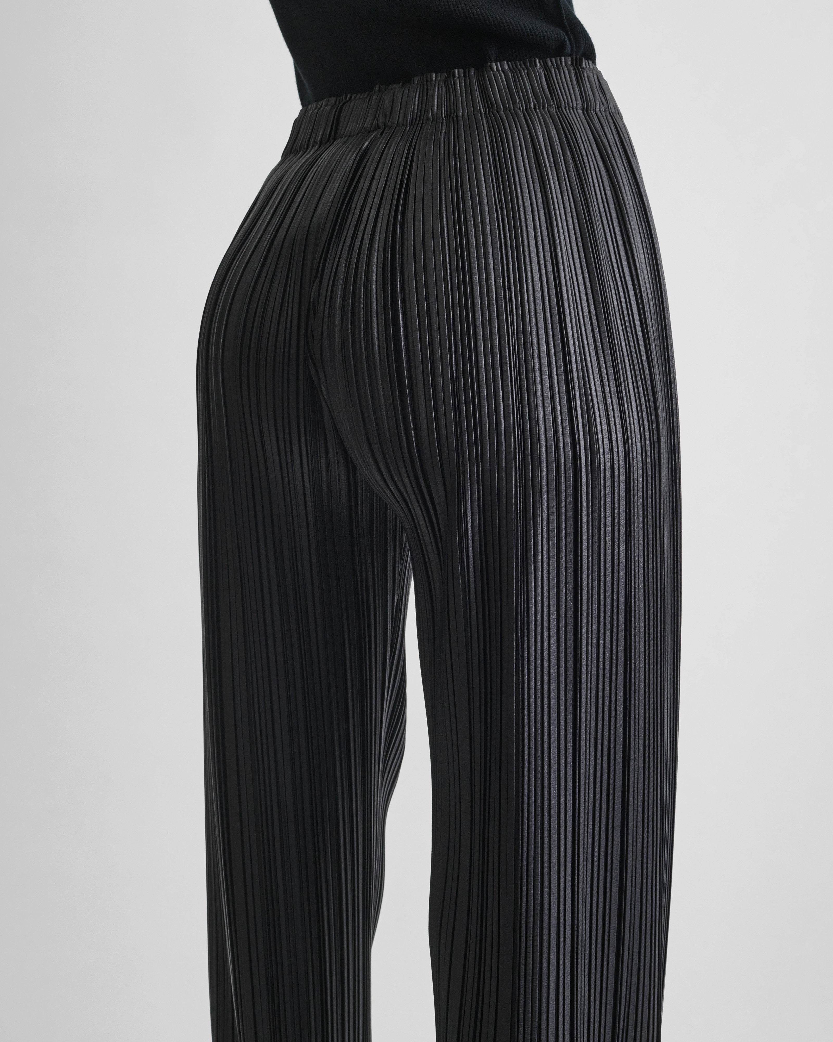 PHOEBE PHILO | RAZOR PLEAT TROUSERS | BLACK POLYESTER