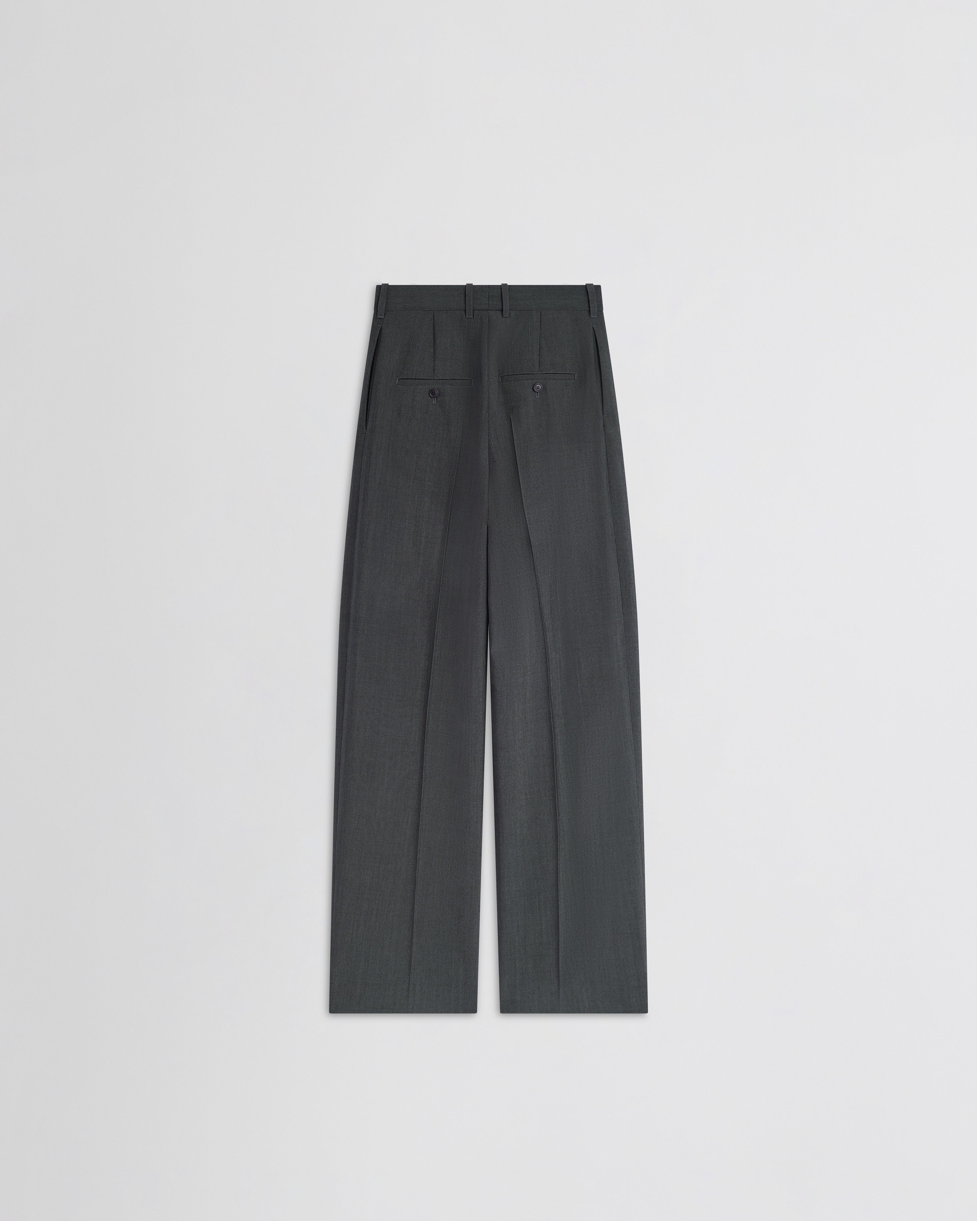 PHOEBE PHILO | DOUBLE PLEAT TROUSERS | GREY MÉLANGE WOOL