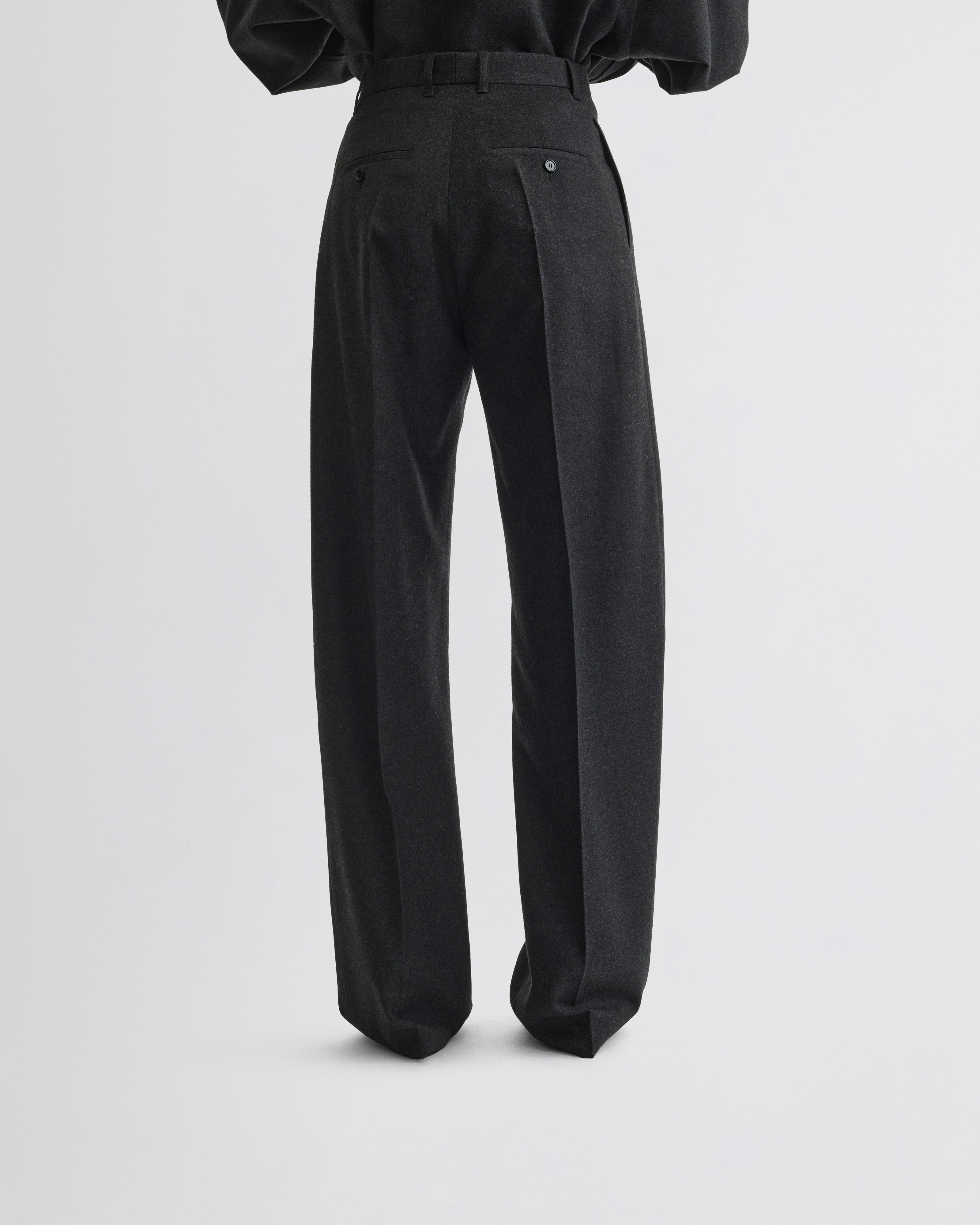 PHOEBE PHILO | DOUBLE PLEAT TROUSERS | CHARCOAL WOOL