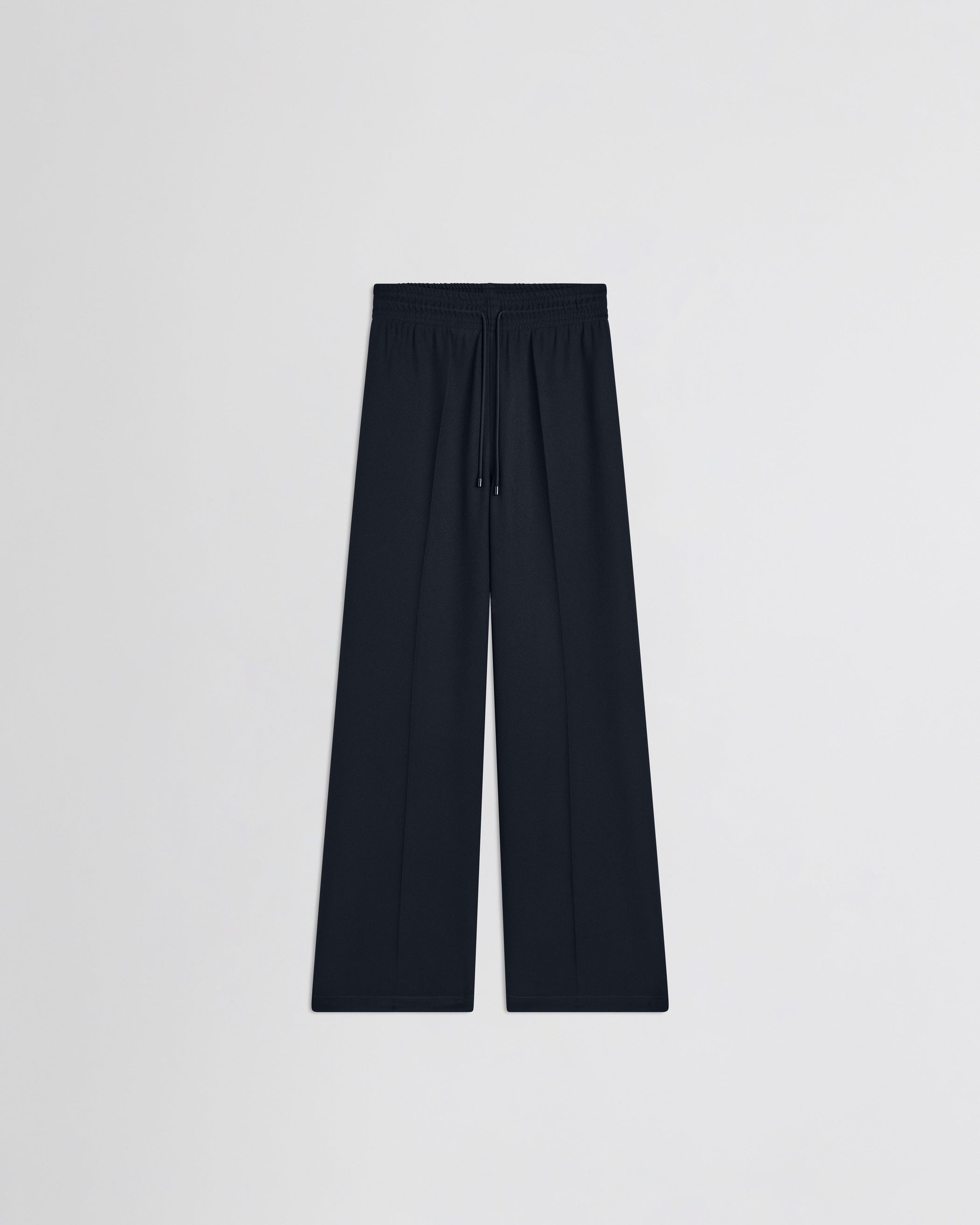 View of track trousers in navy polyester