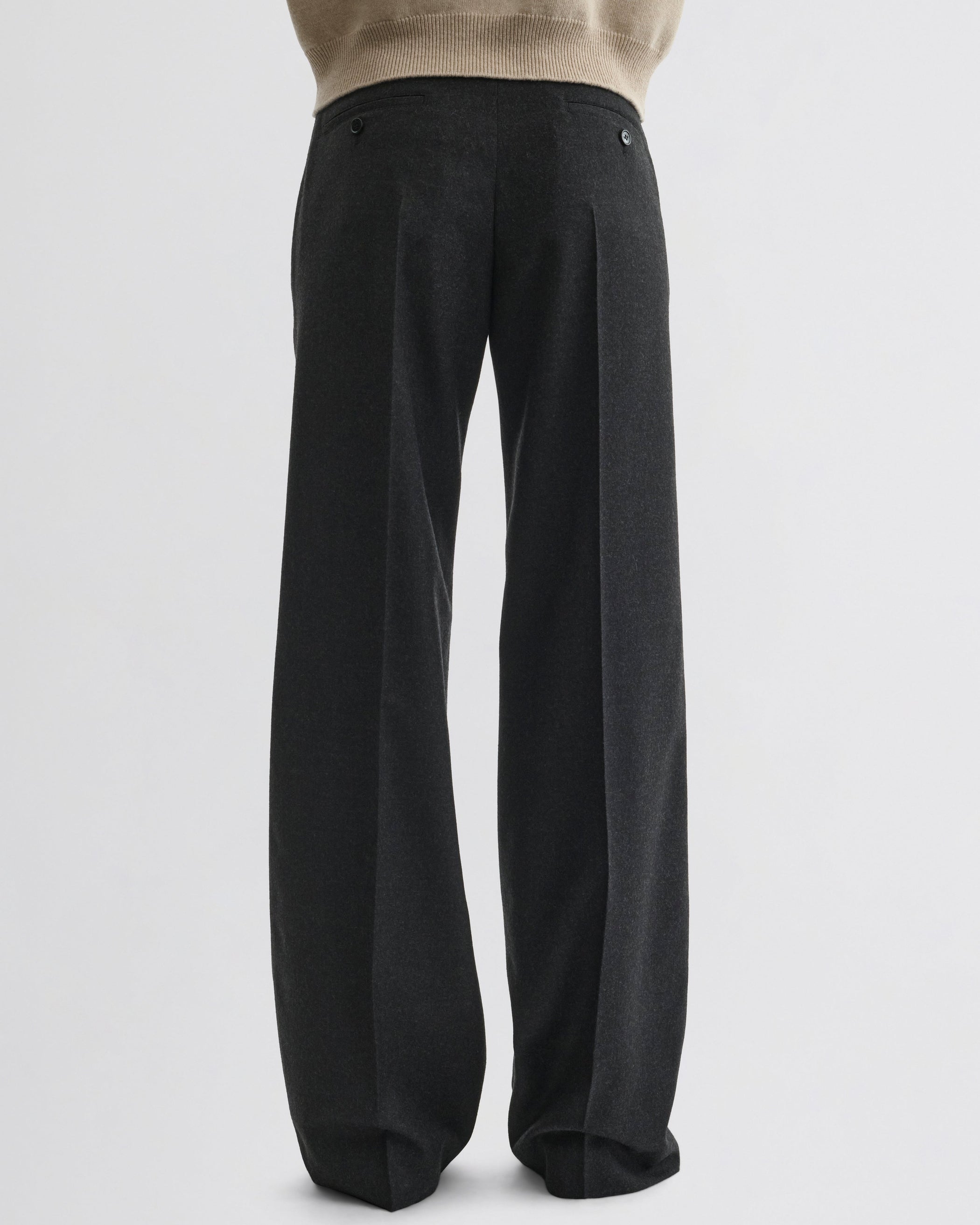 Back view of Boyish Tailored Trousers in charcoal wool