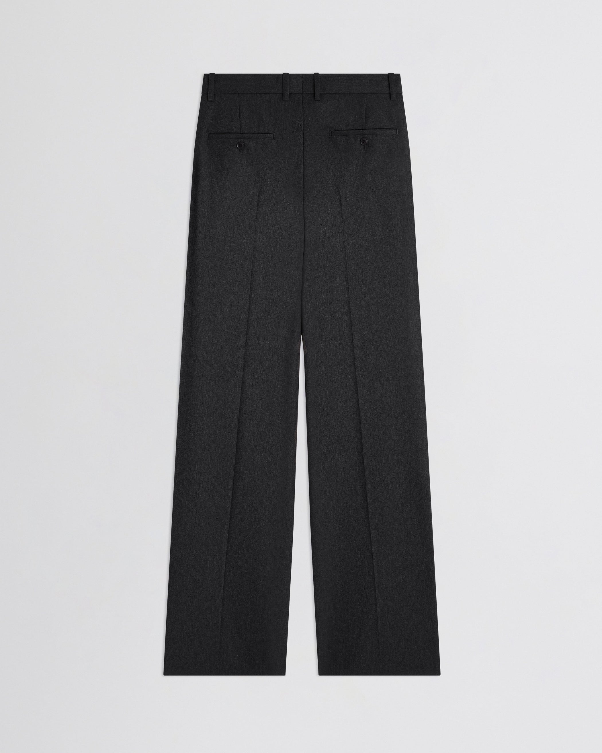 Flat back view of Boyish Tailored Trousers in charcoal wool