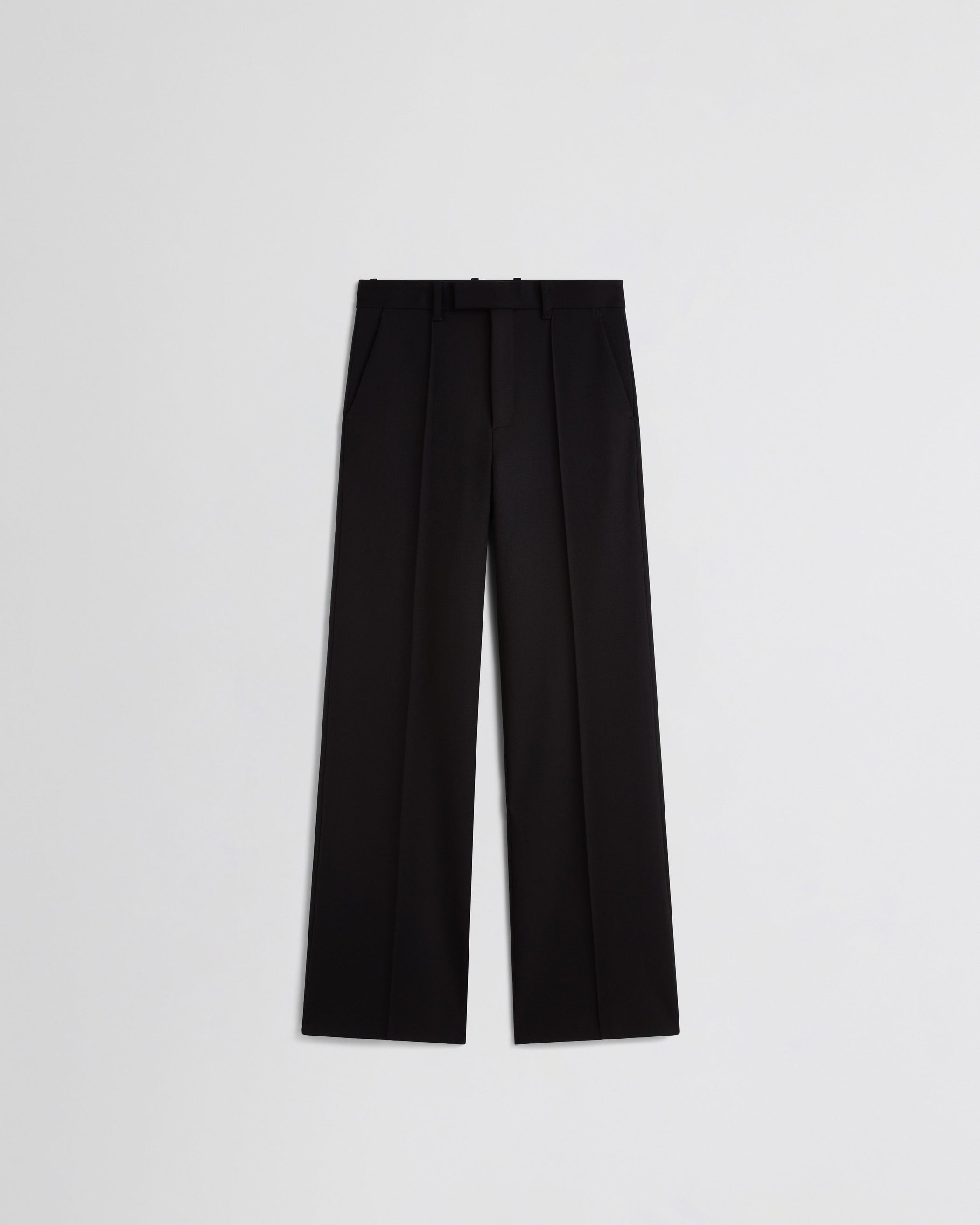 Flat front view of BOYISH TAILORED TROUSERS in black wool