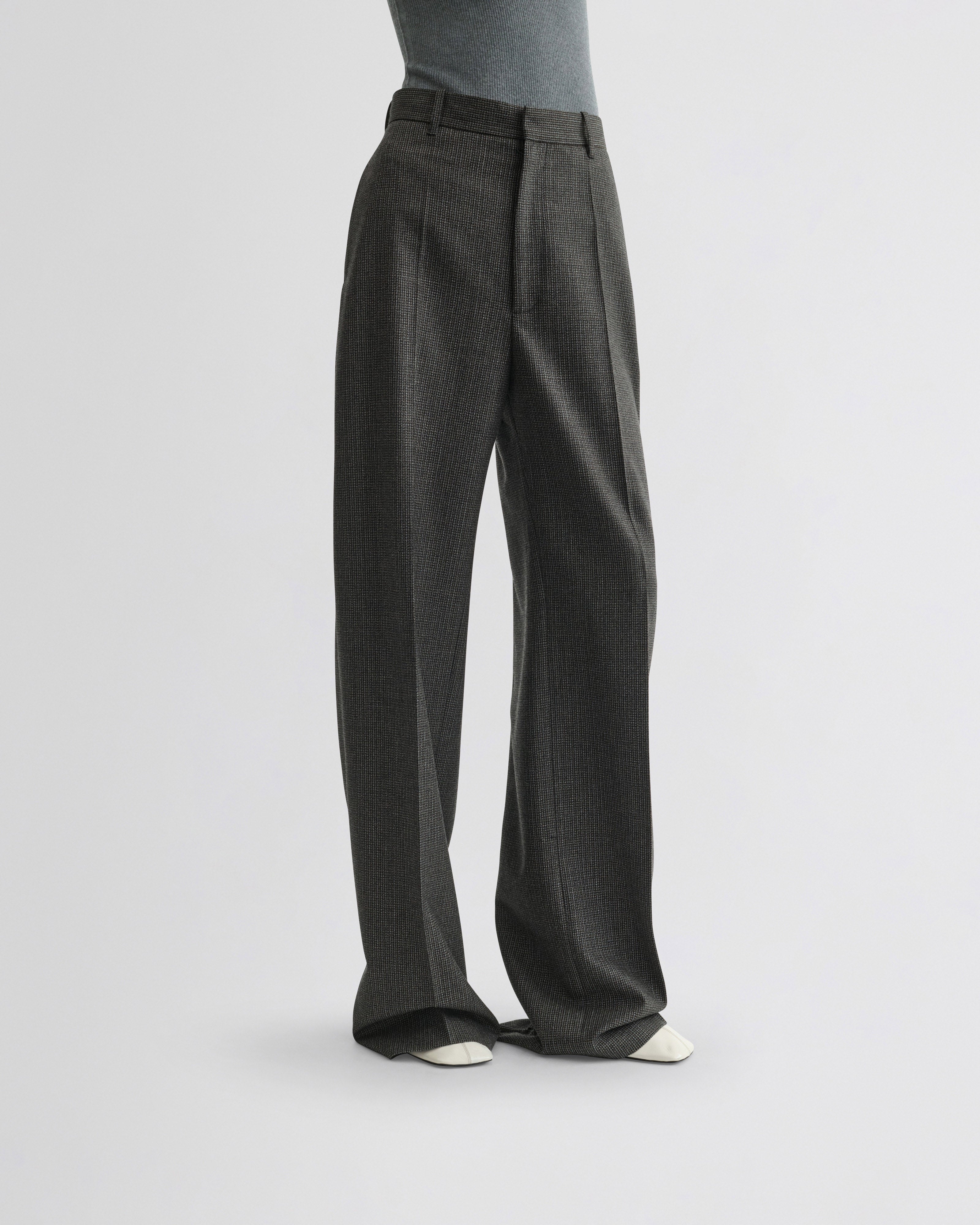 PHOEBE PHILO | ZIP TROUSERS | GREY BROWN MELANGE