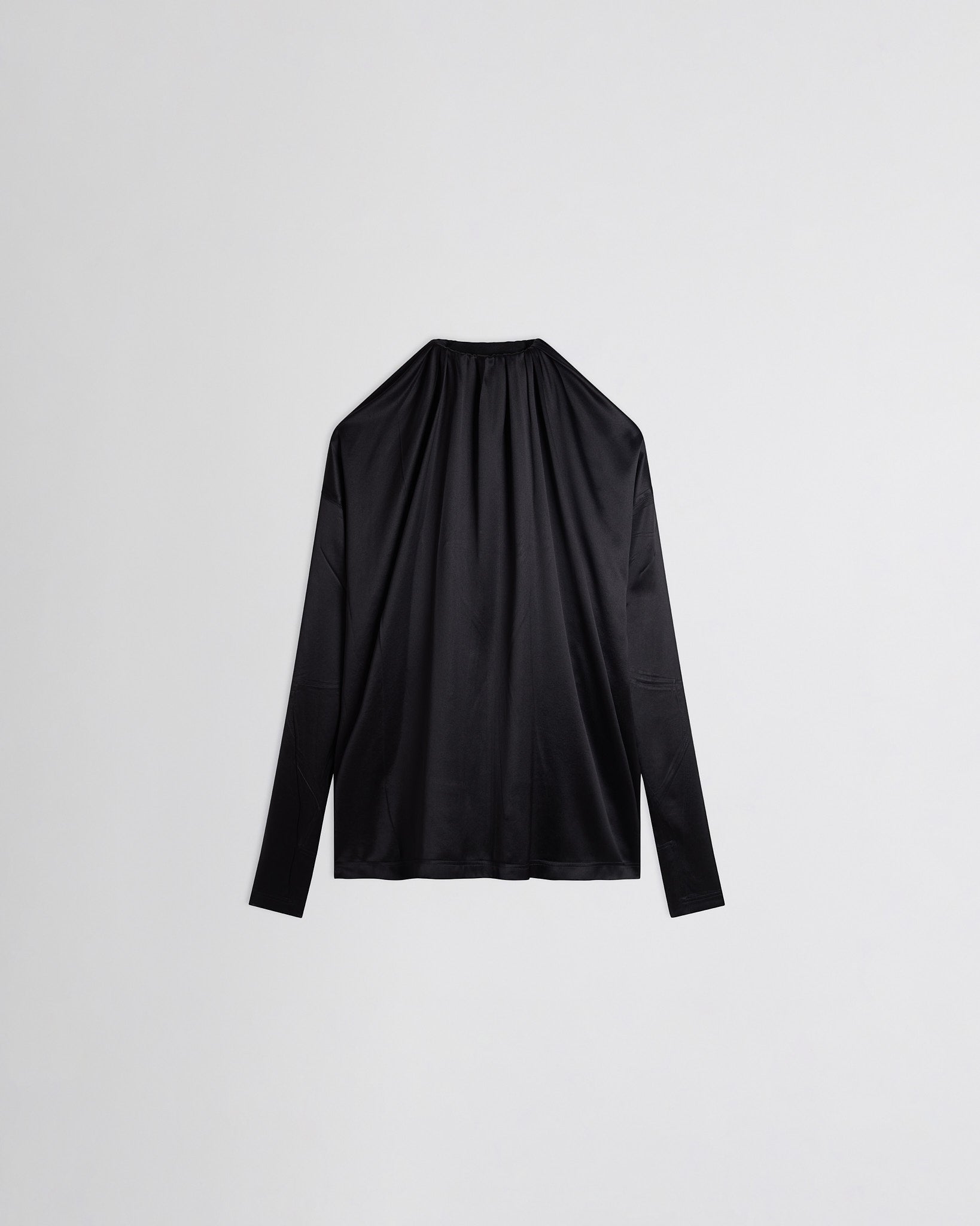 PHOEBE PHILO | LIQUID SOFT RIDGE TOP | BLACK SILK