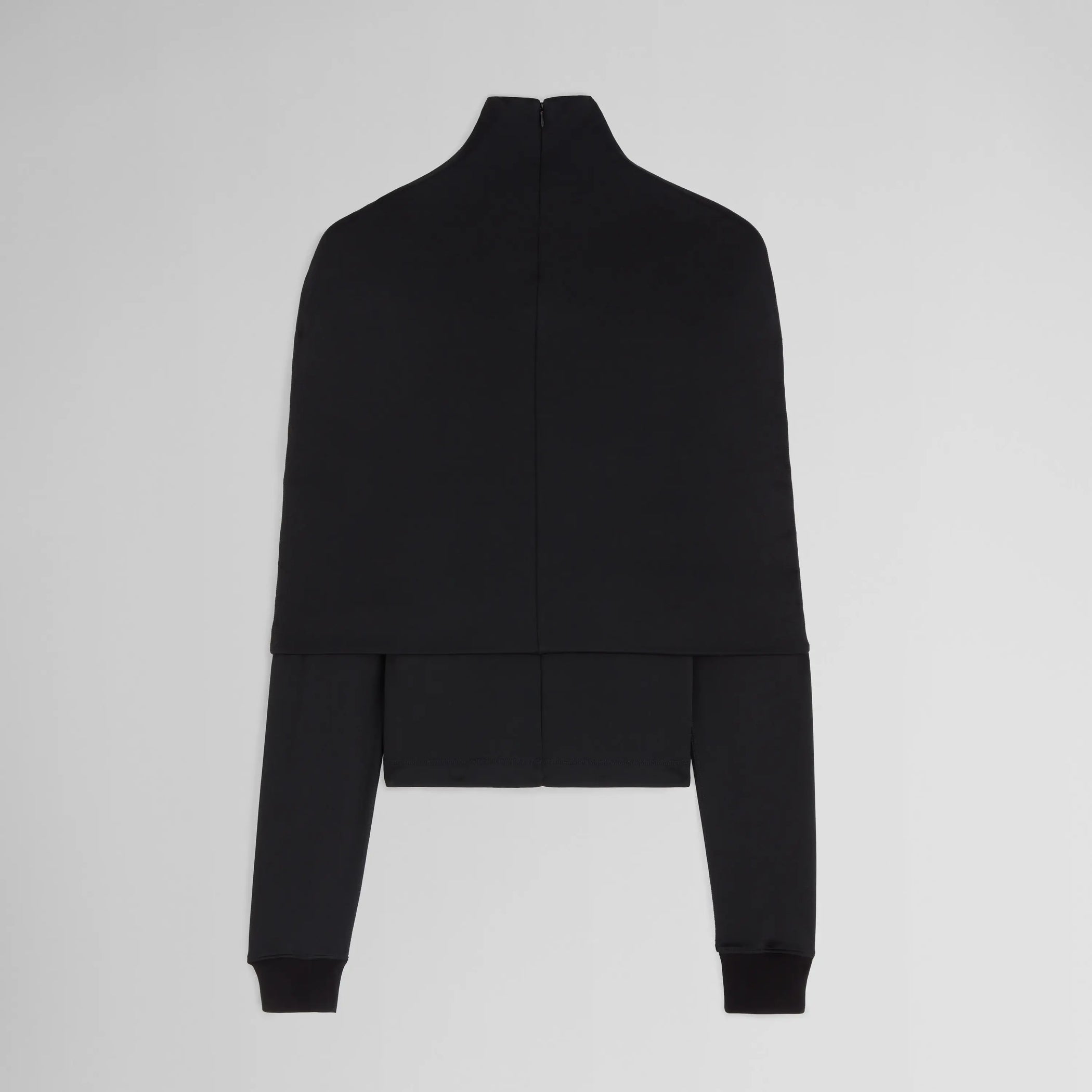Flat back view of CAPE TOP in black viscose