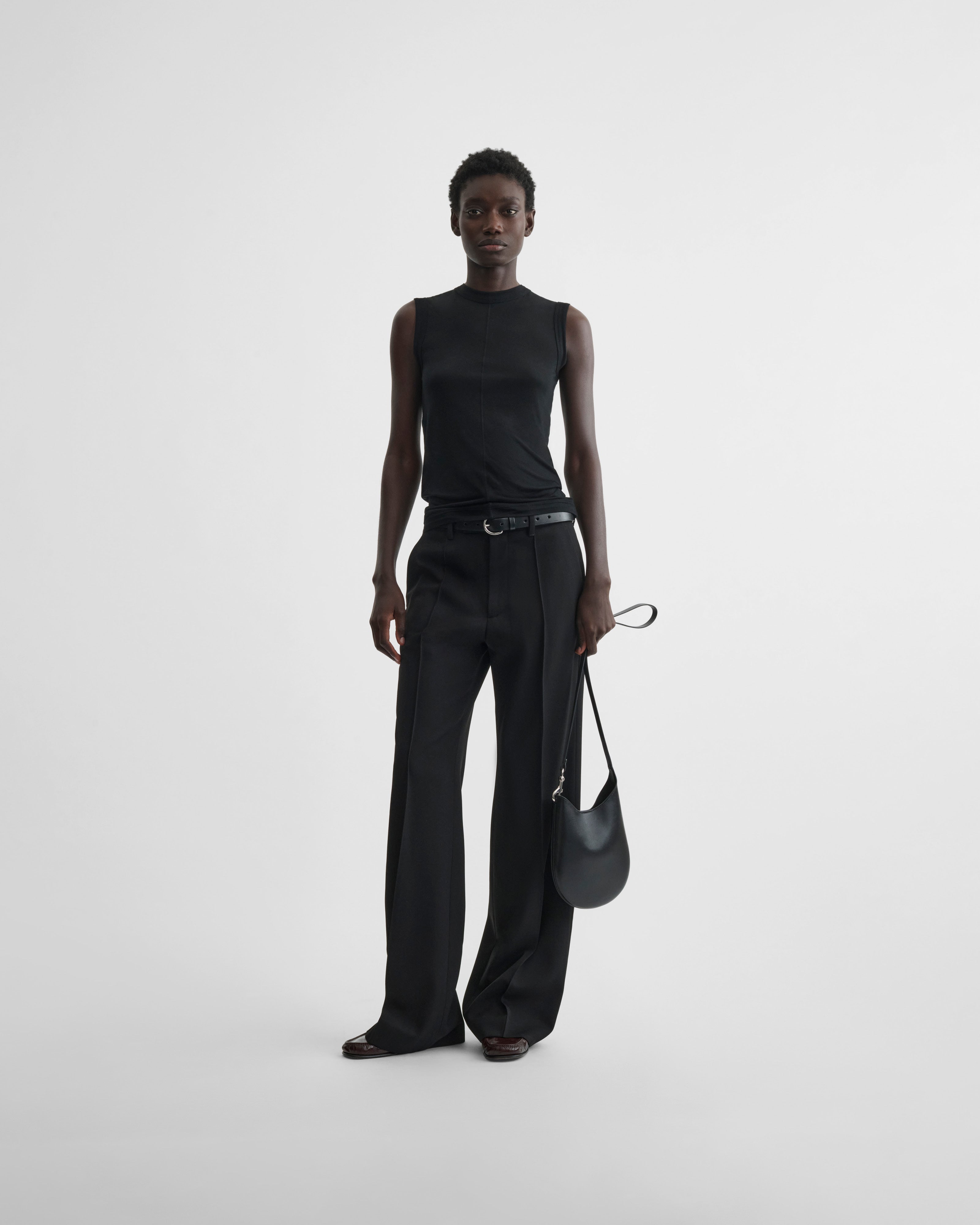 PHOEBE PHILO | UNDERPINNING TANK TOP | BLACK COTTON