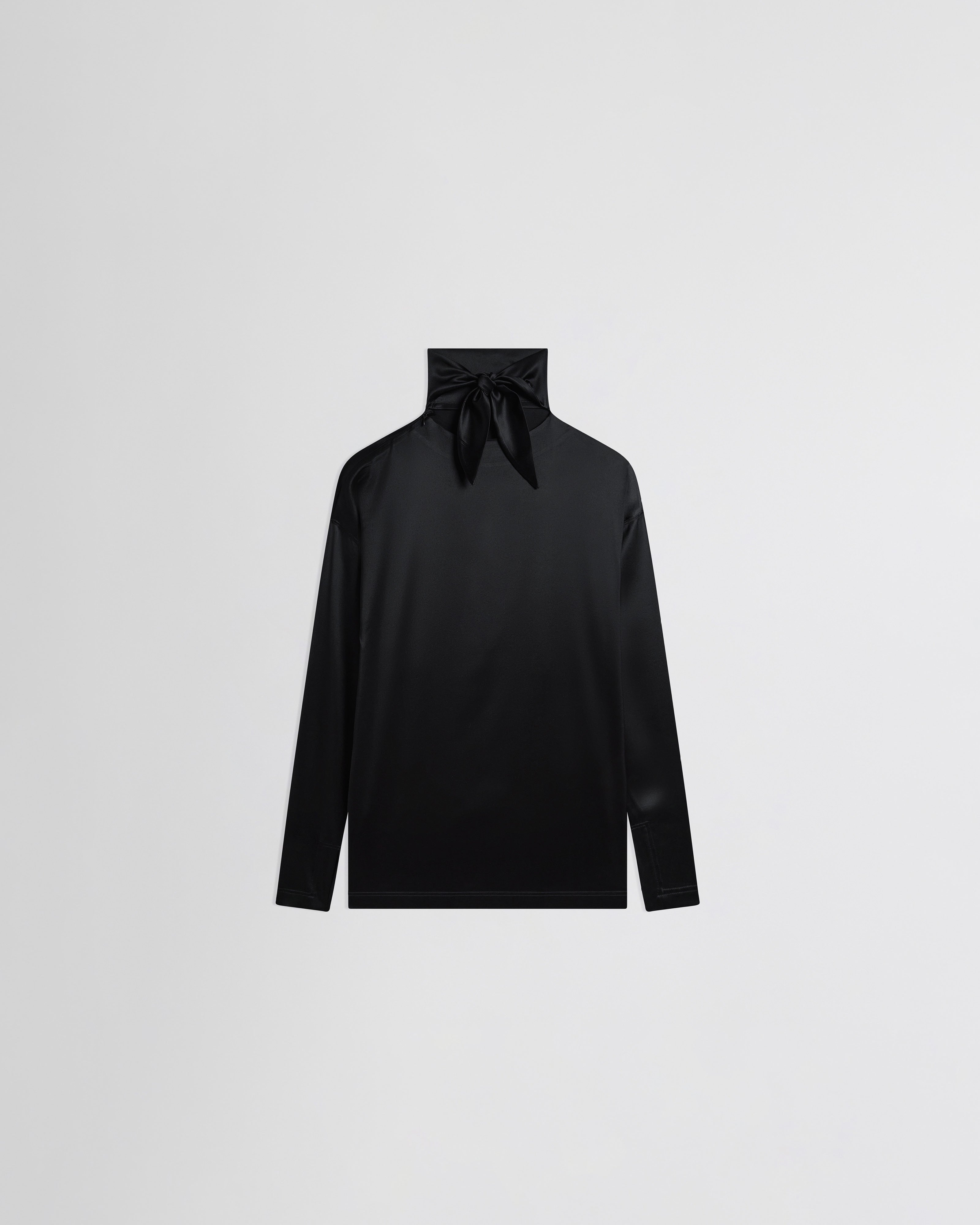 PHOEBE PHILO | LIQUID KNOT COLLAR TOP | BLACK SILK