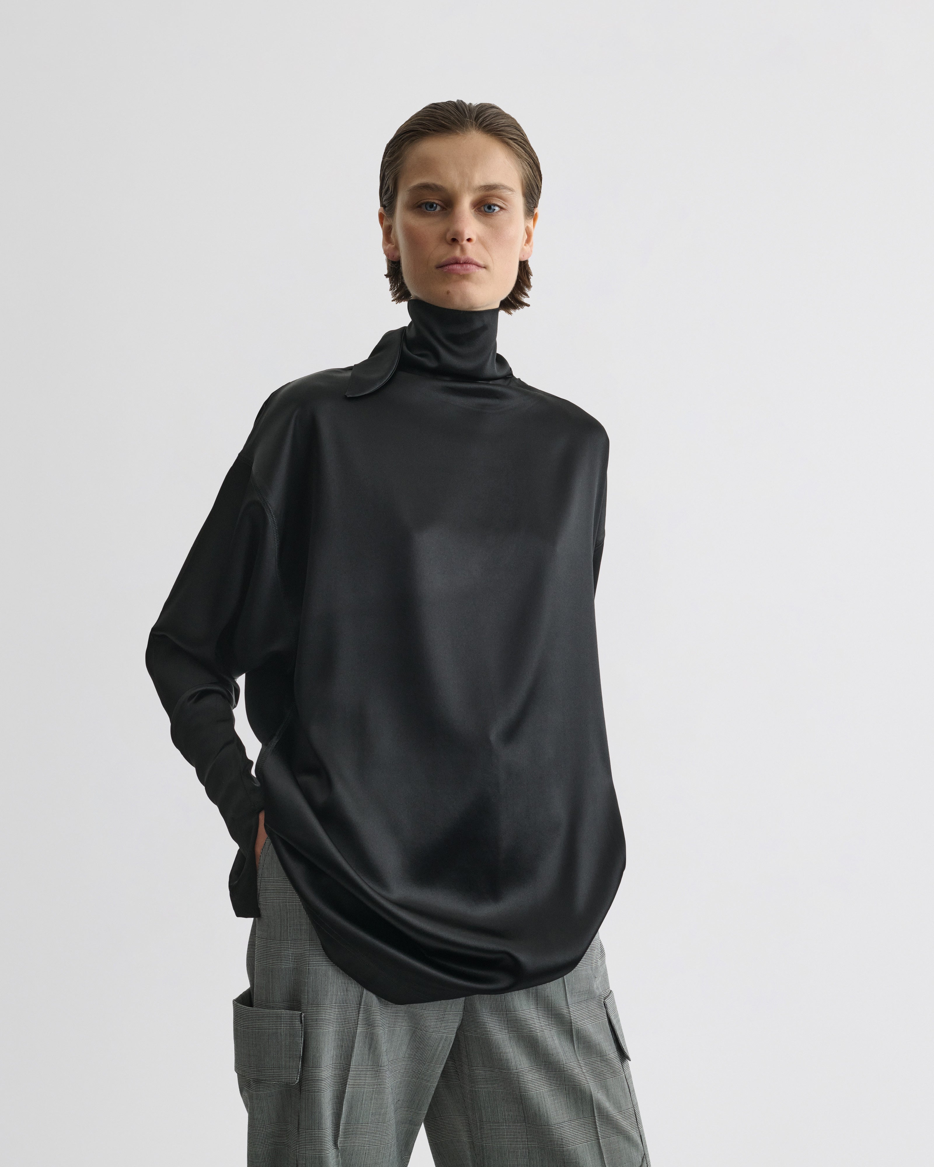 トップス babylclub - Charmy collar top(black) PHOEBE PHILO | LIQUID KNOT COLLAR TOP | BLACK SILK