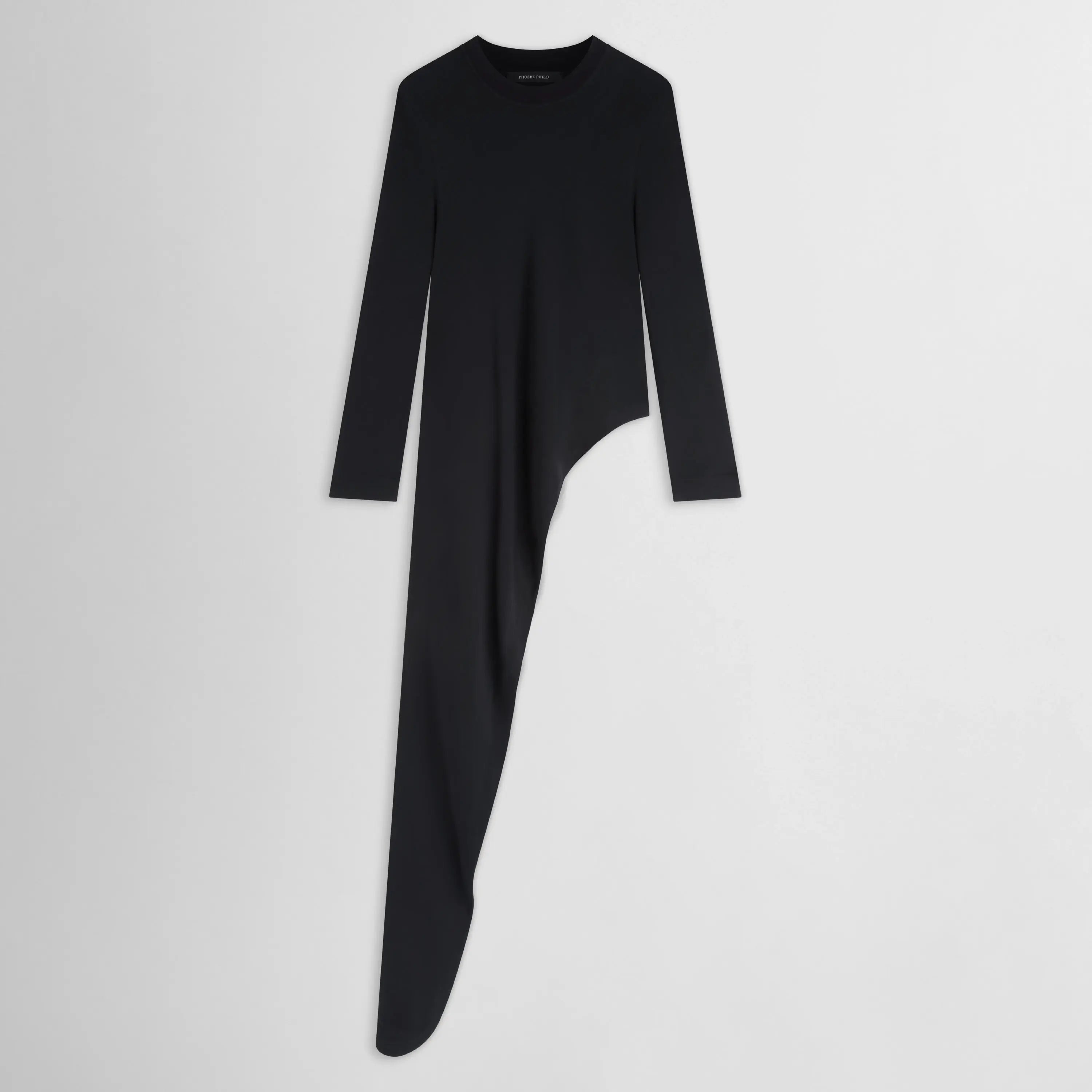 PHOEBE PHILO アシンメトリーTシャツ PHOEBE PHILO | ASYMMETRIC T-SHIRT TOP | BLACK JERSEY