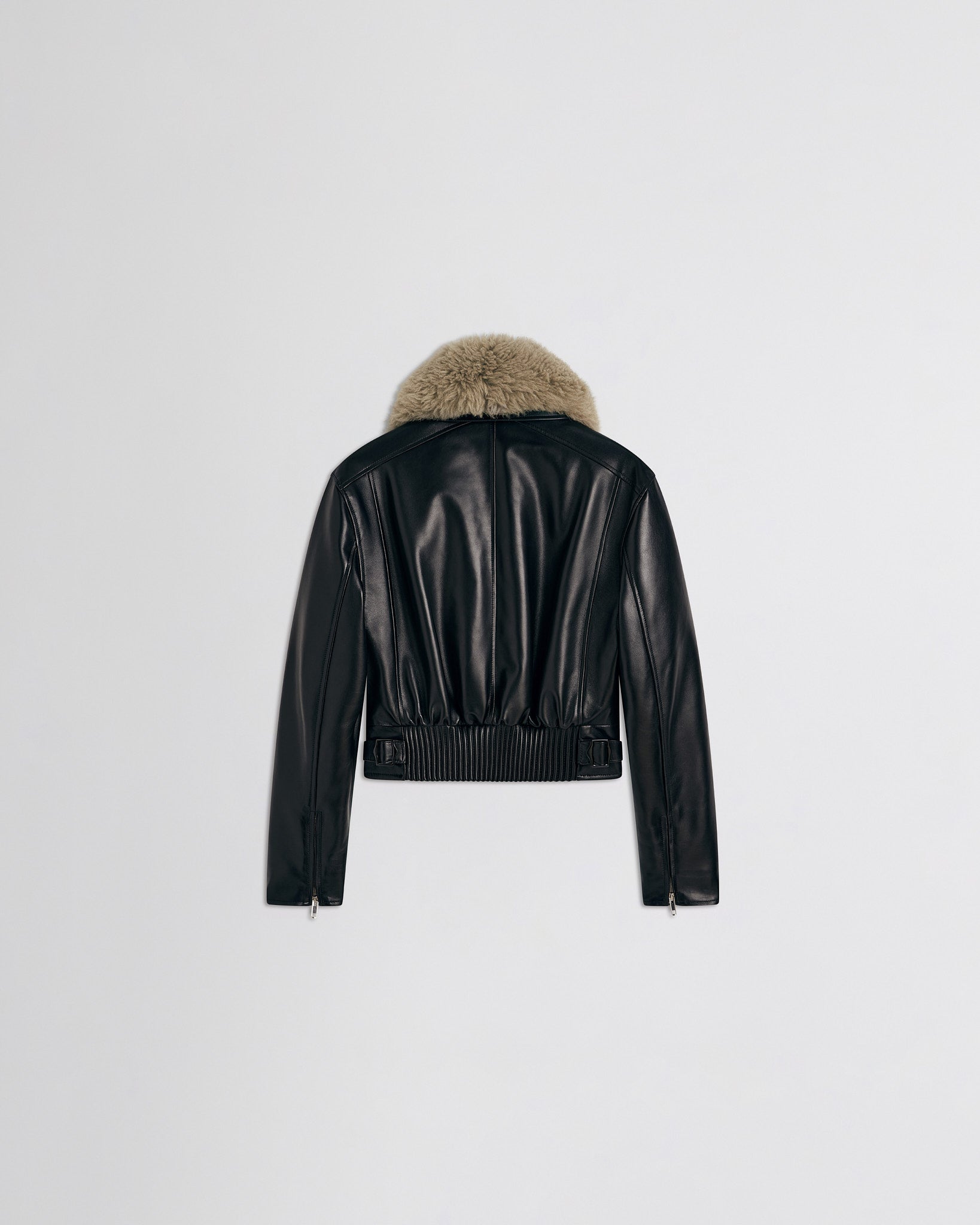 PHOEBE PHILO | CROPPED AVIATOR JACKET | BLACK LEATHER