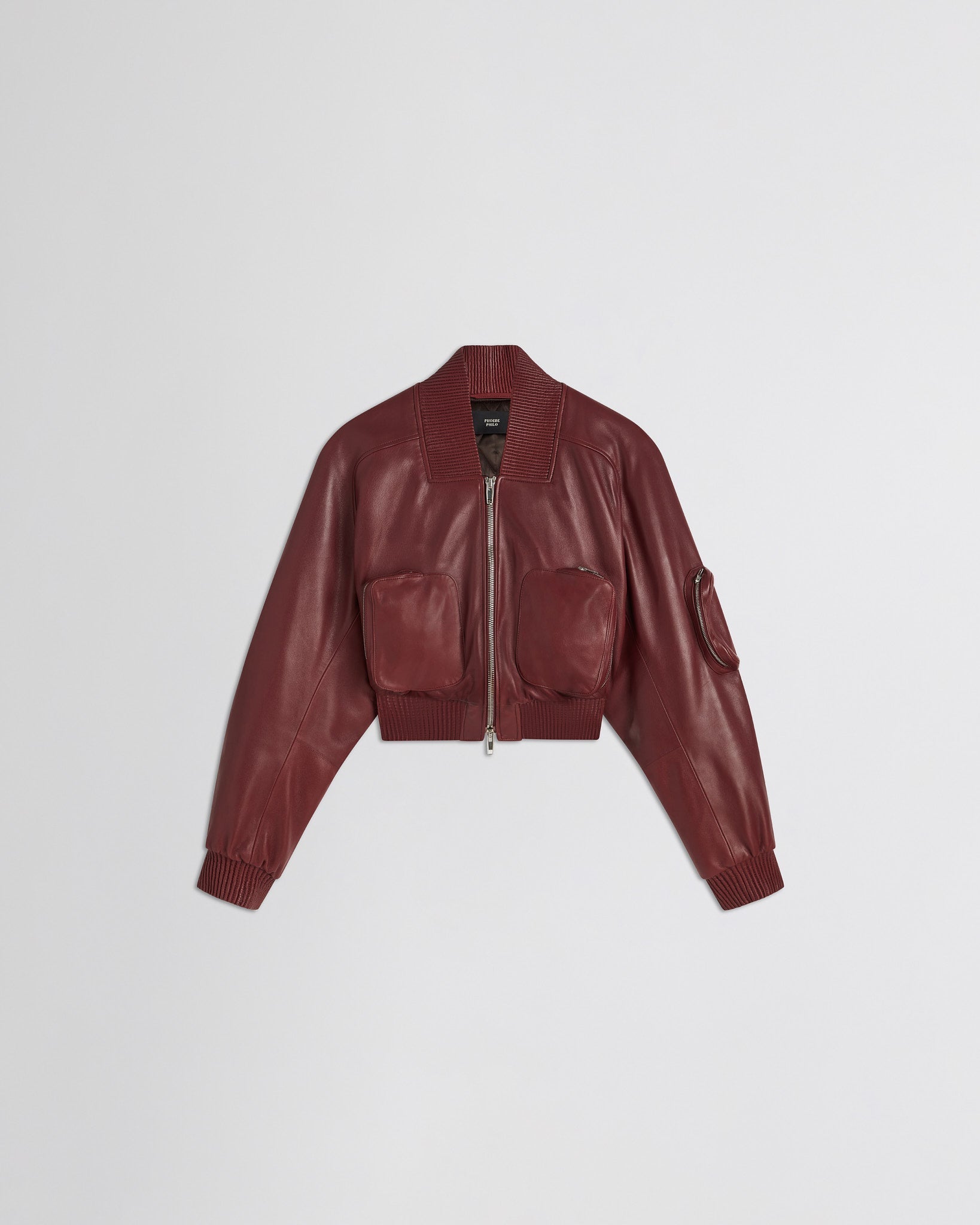 Fiorucci☆子牛革☆leather 短丈“bomber jacket PHOEBE PHILO | POCKET BOMBER JACKET | BRICK LEATHER