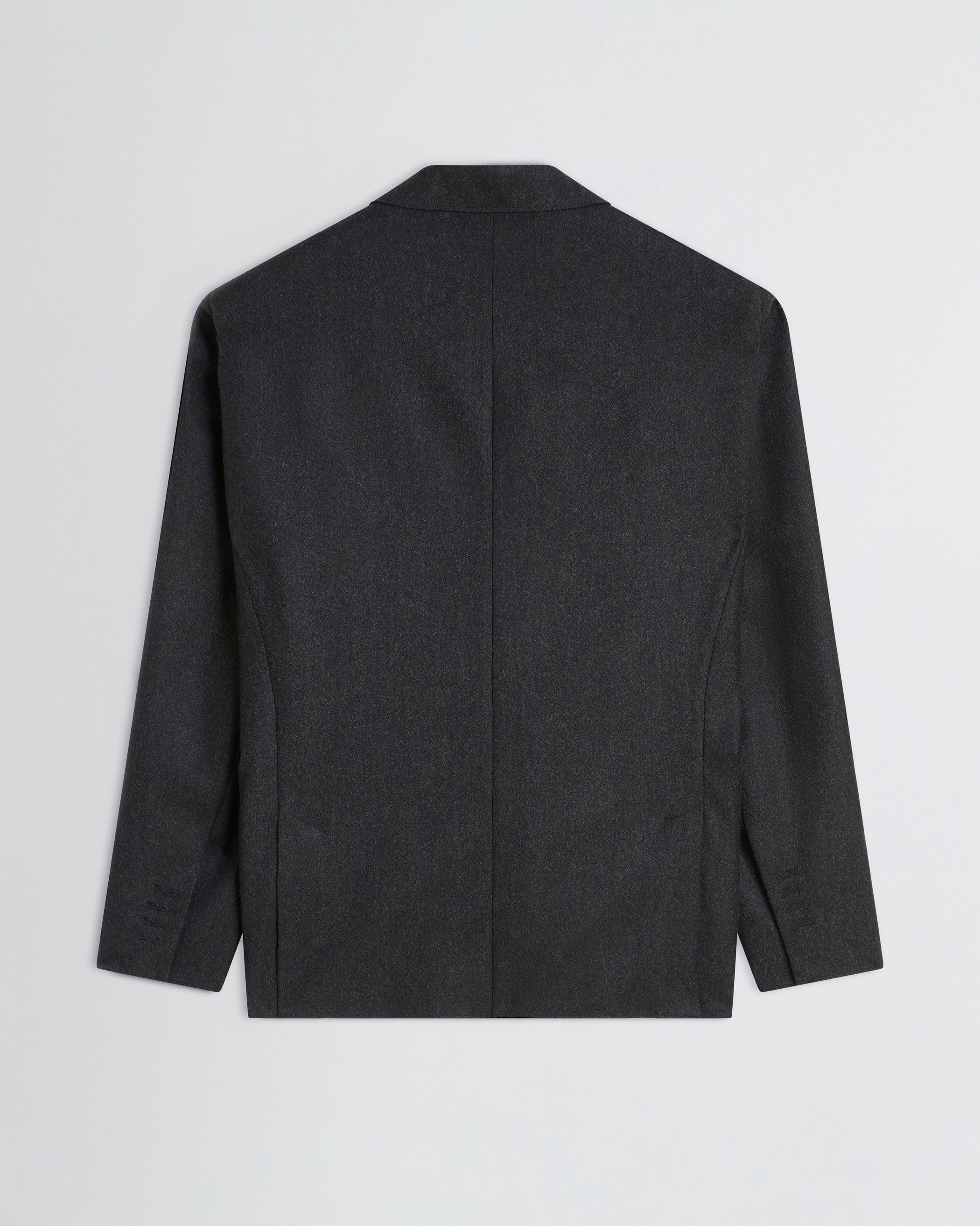 Flat back view of Tuxedo Jacket in anthracite wool