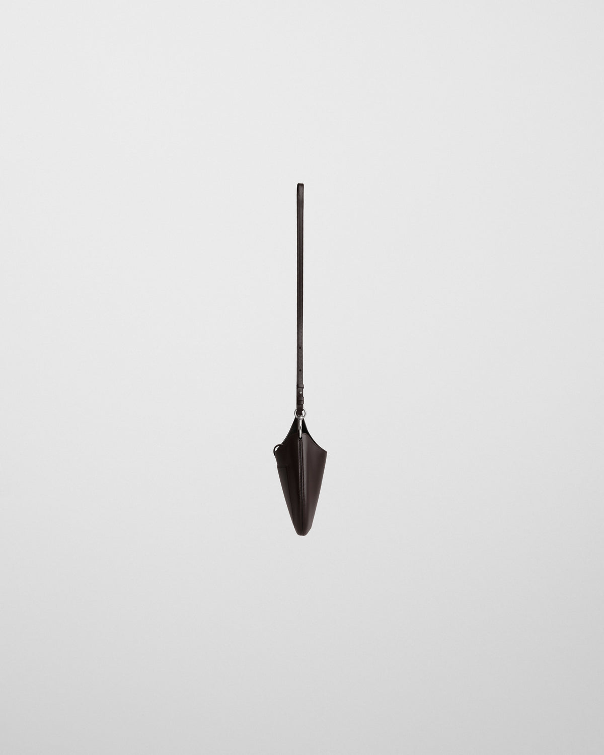 Side view of MINI BEAN SLING in chocolate brown leather