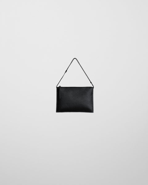 PHOEBE PHILO | GLOVE POCHETTE | BLACK WOVEN LEATHER