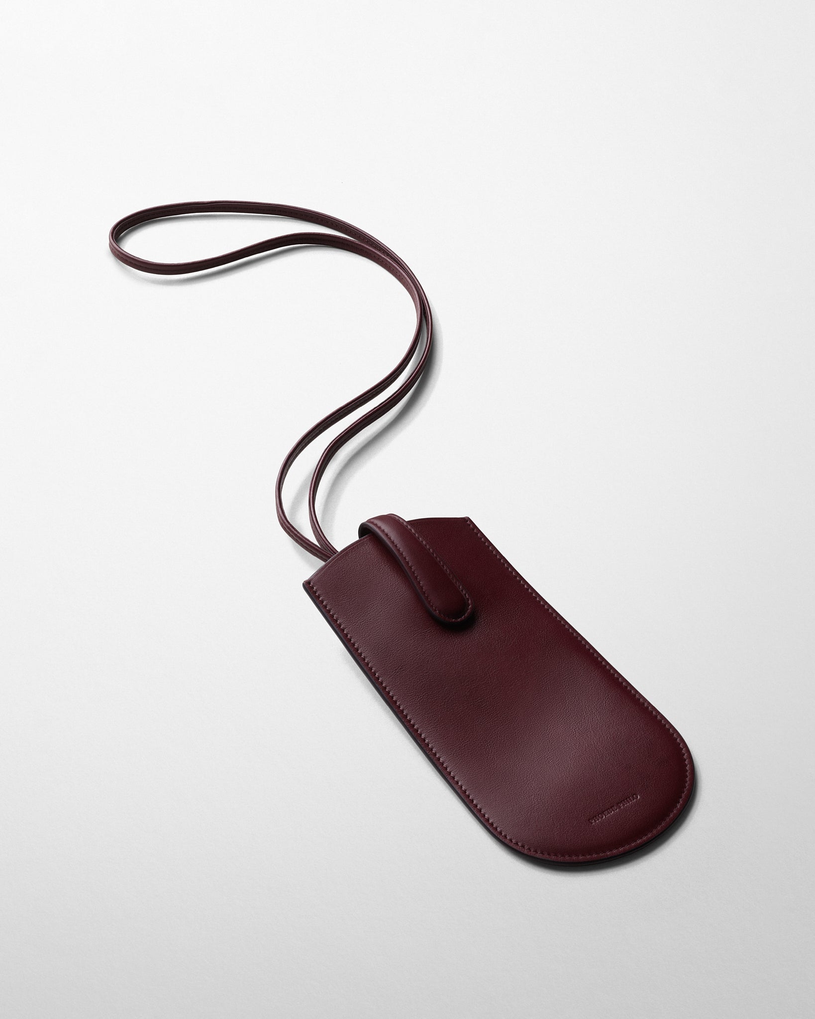View of GLASSES POUCH in oxblood leather