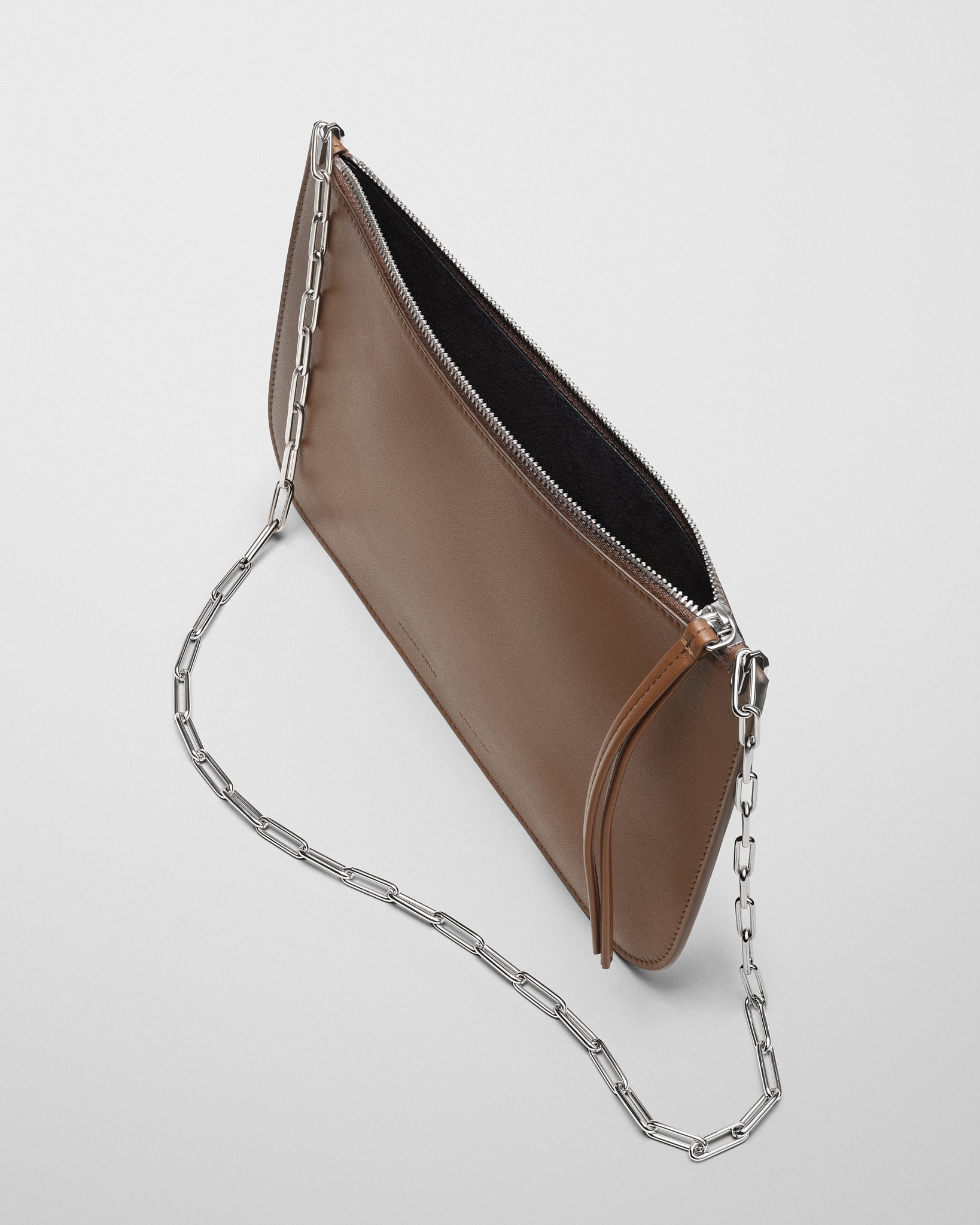 View of SLIP POUCH in khaki leather