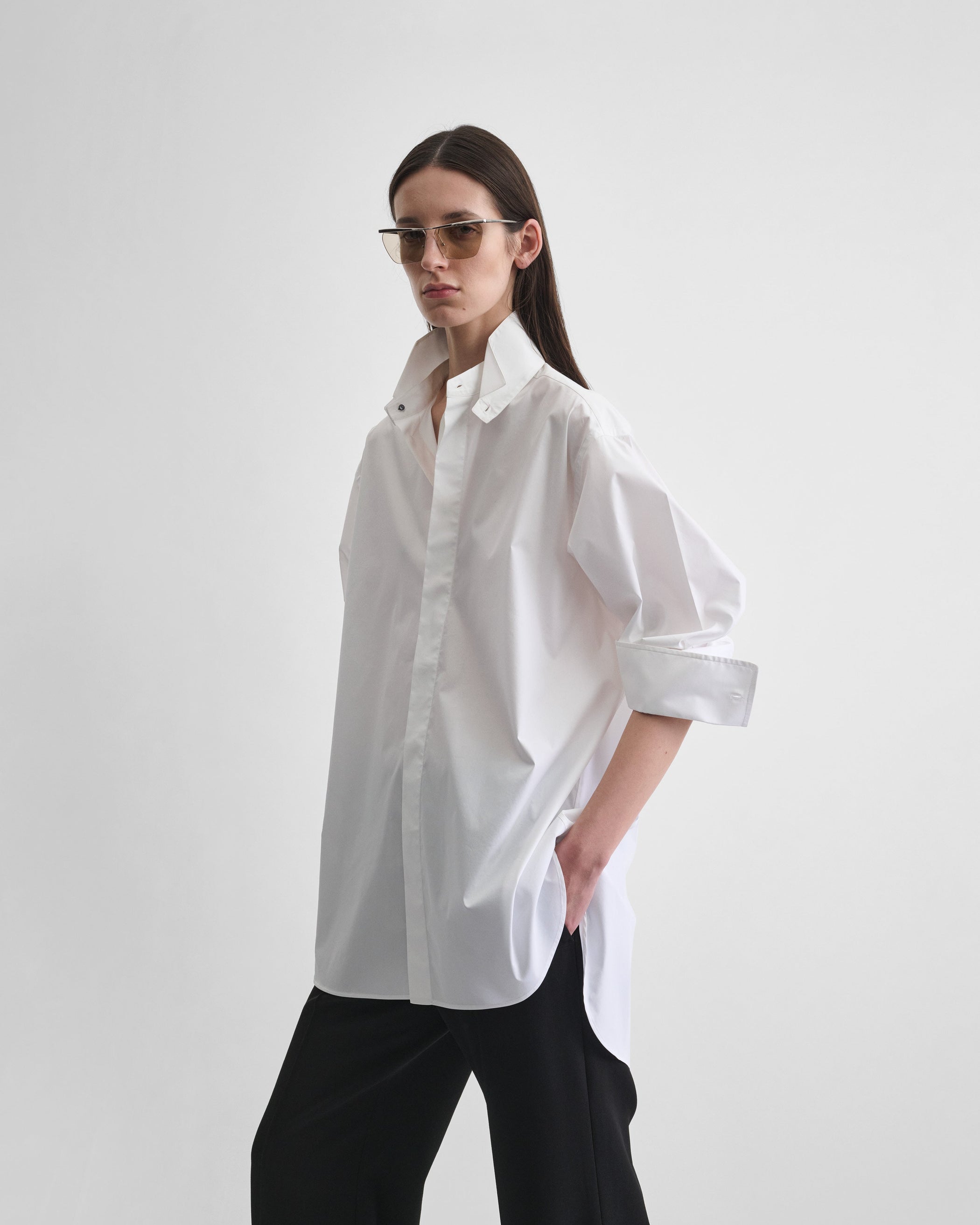 View of CUSTOM TUX SHIRT in white cotton