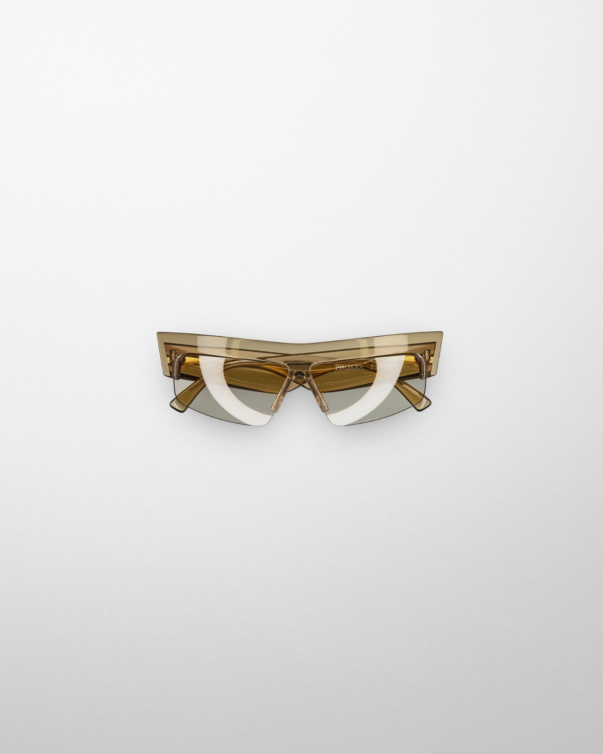 Front view of SLICED CRUISE SUNGLASSES in light khaki acetate