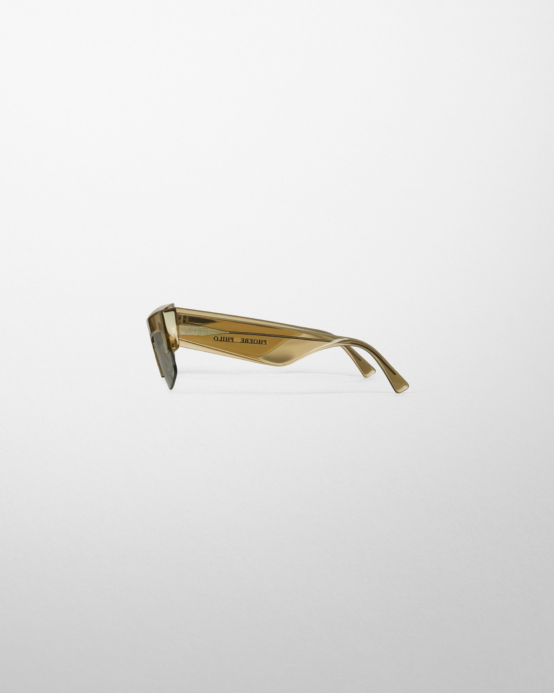 Side view of SLICED CRUISE SUNGLASSES in light khaki acetate