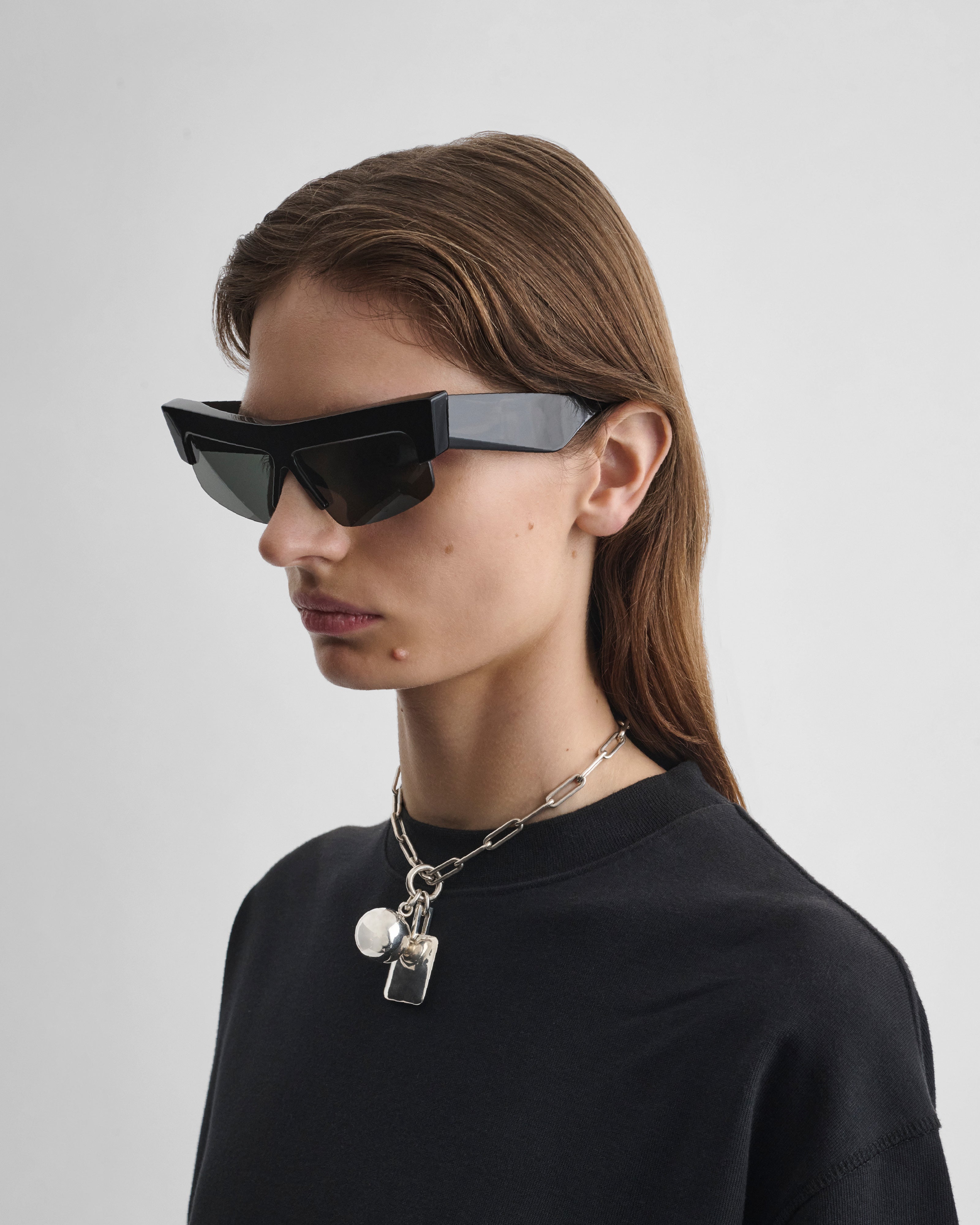 PHOEBE PHILO | SLICED CRUISE SUNGLASSES | black acetate