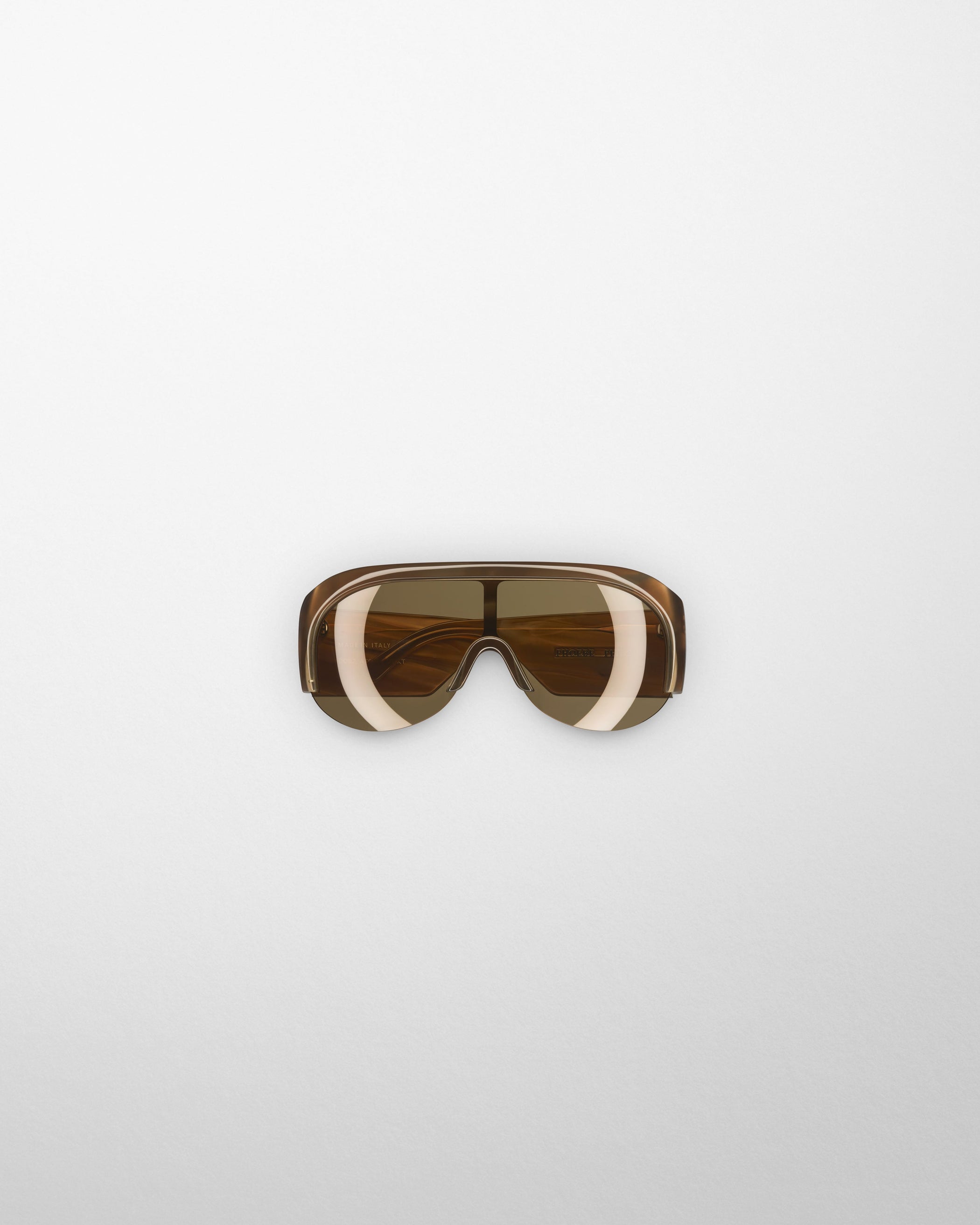 Flat front view of HALF BOMBE SUNGLASSES in conker tortoiseshell acetate