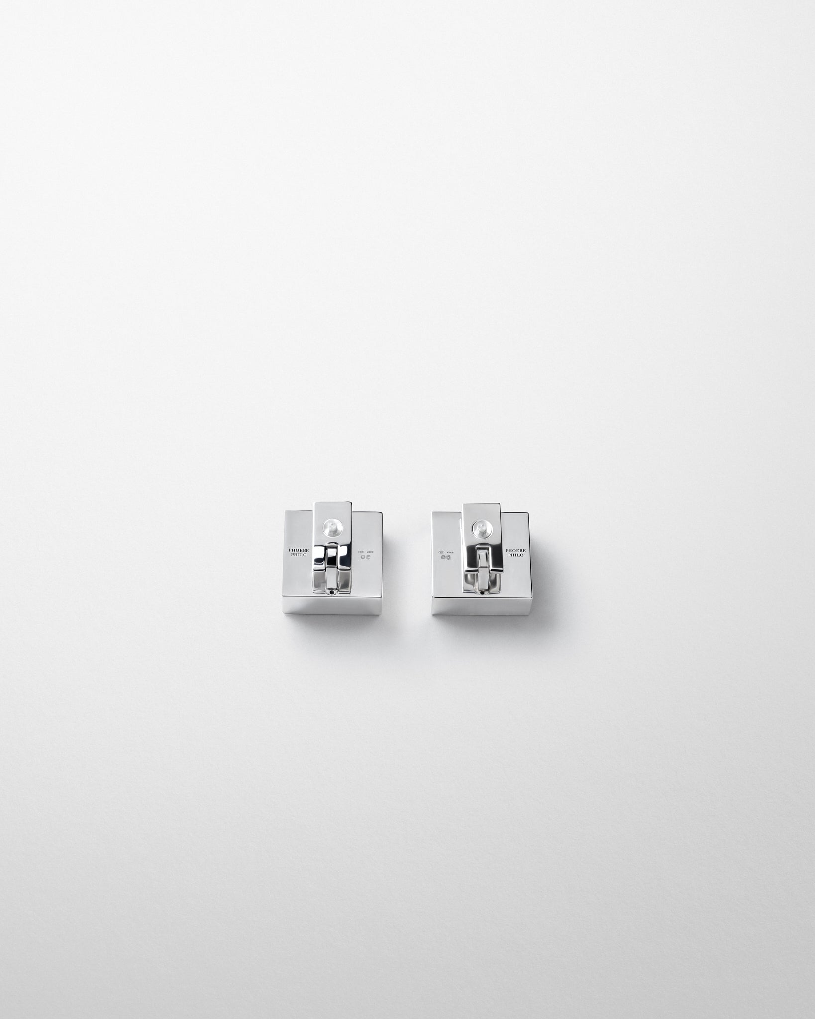 Back view of CUBE STUDS in silver